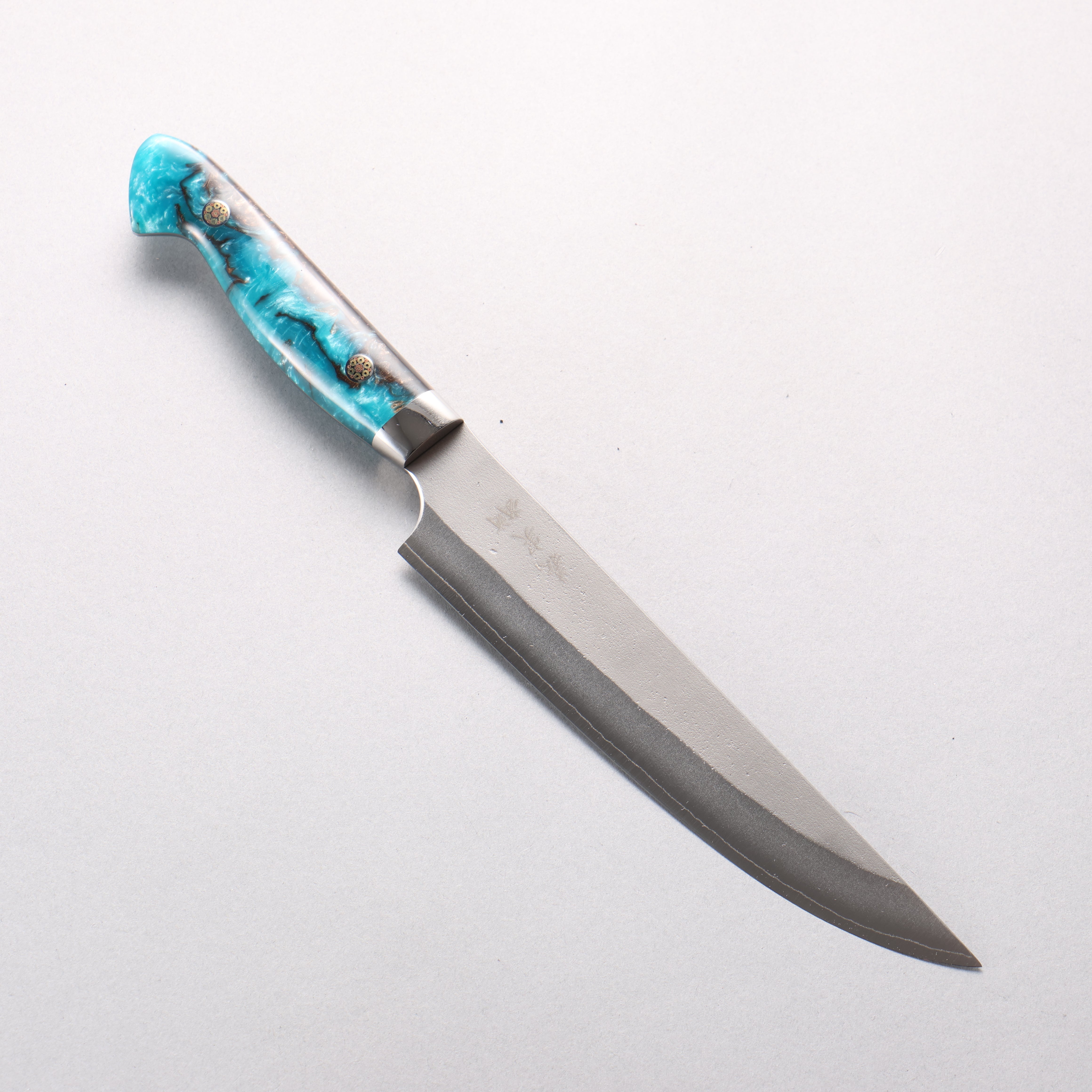 Yoshimi Kato SG2 Nashiji Kengata Petty-Utility 170mm White Blue Black Acrylic Handle - Seisuke Knife