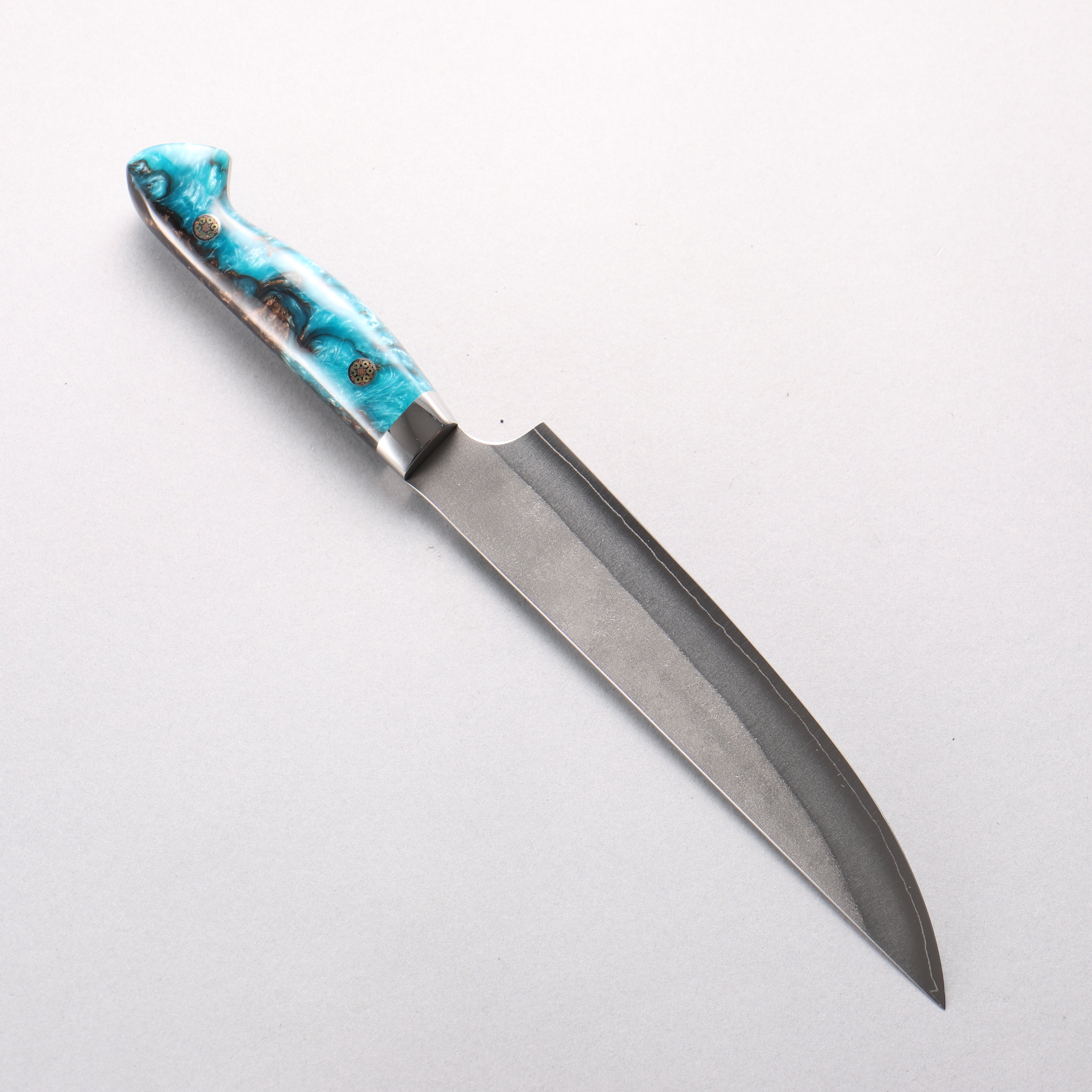 Yoshimi Kato SG2 Nashiji Kengata Petty-Utility 170mm White Blue Black Acrylic Handle - Seisuke Knife