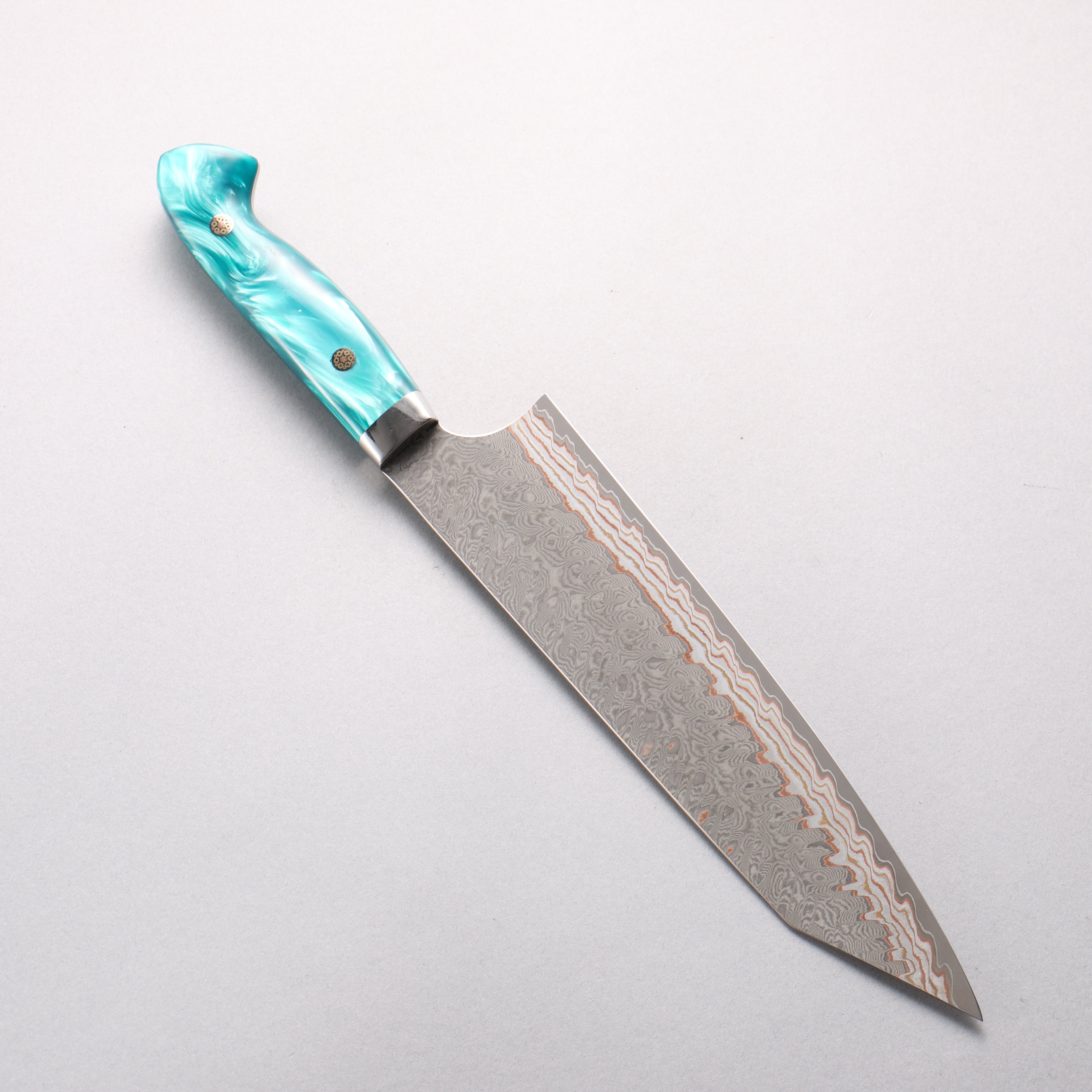 Yoshimi Kato VG10w Colored Damascus Kiritsuke Gyuto 210mm Green Acrylic Handle - Seisuke Knife