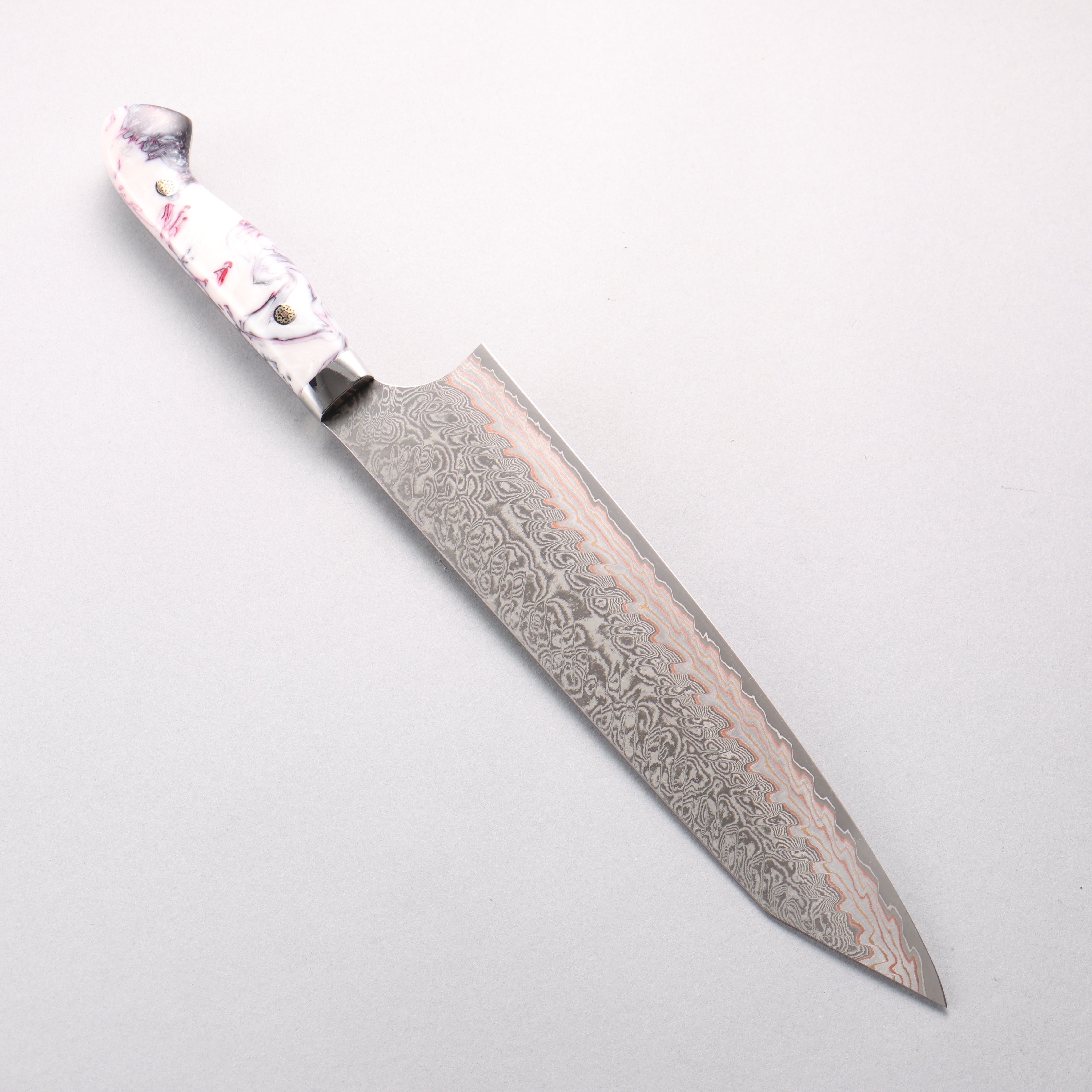 Yoshimi Kato VG10w Colored Damascus Kiritsuke Gyuto 240mm White Black Red Acrylic Handle - Seisuke Knife