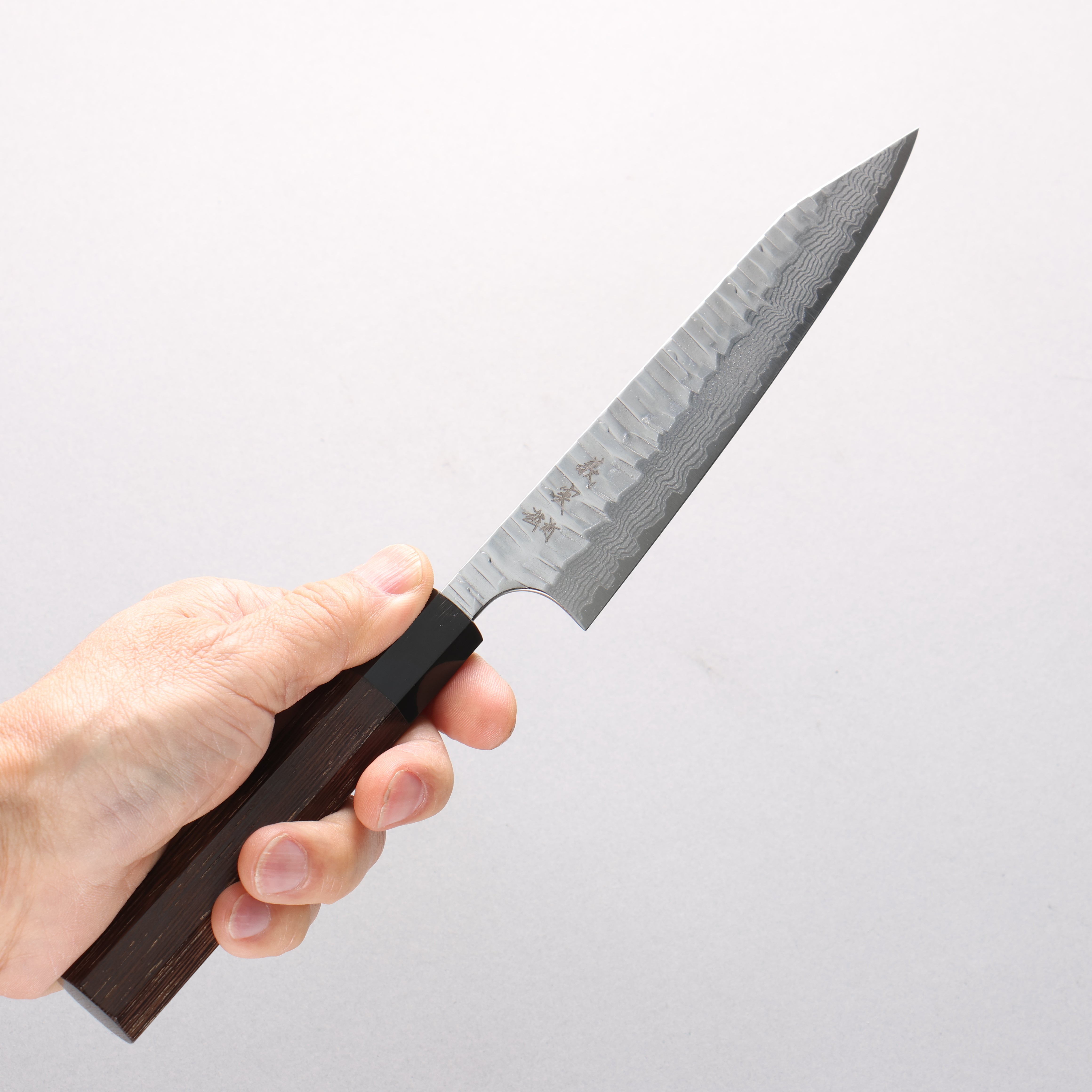 Yoshimi Kato Kasuri VG-XEOS Hammered Damascus Kiritsuke Petty-Utility 150mm Wenge Handle - Seisuke Knife