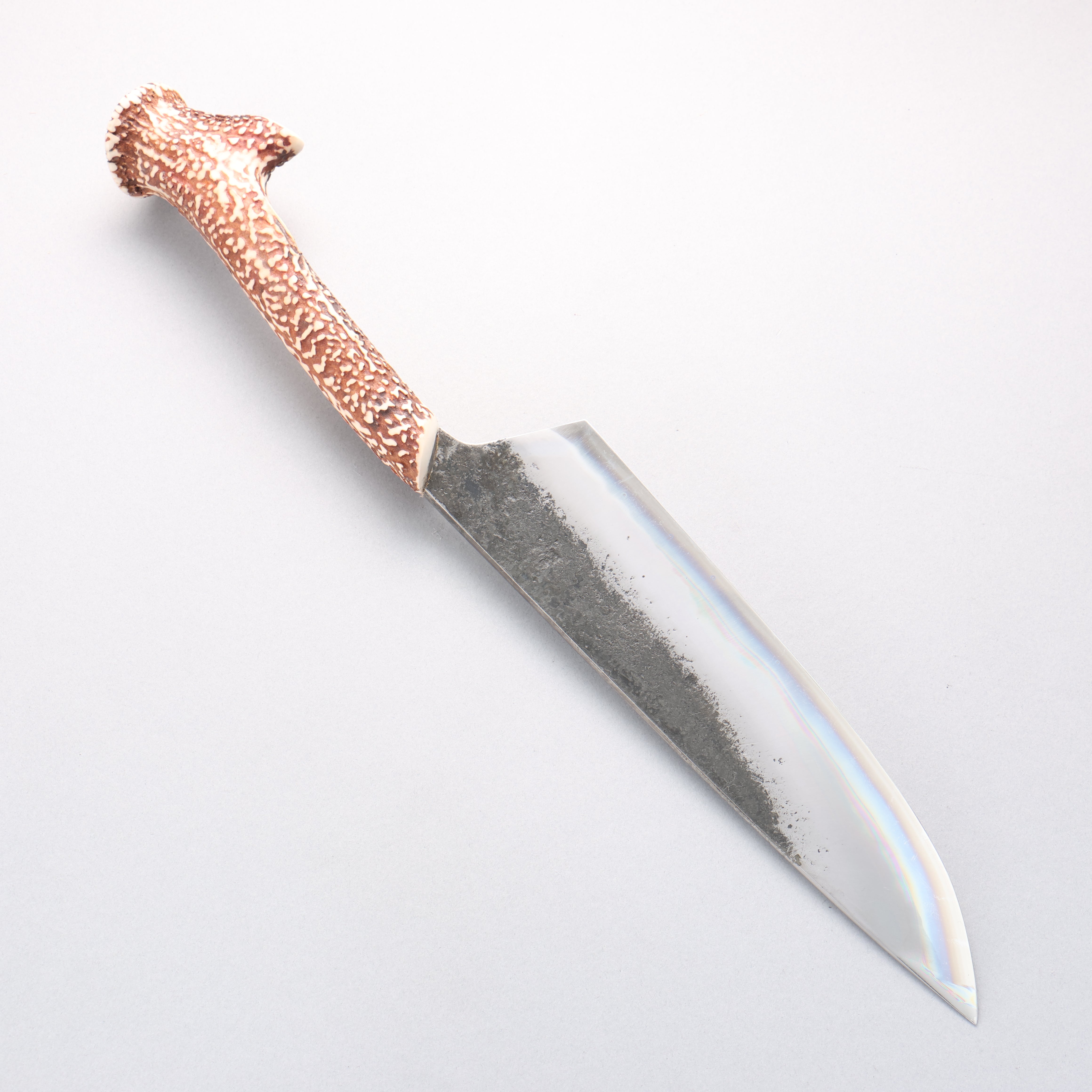 Kurotori Blue Steel No.2 Kurouchi Kitchen Knife 240mm White Deer Horn Handle - Seisuke Knife