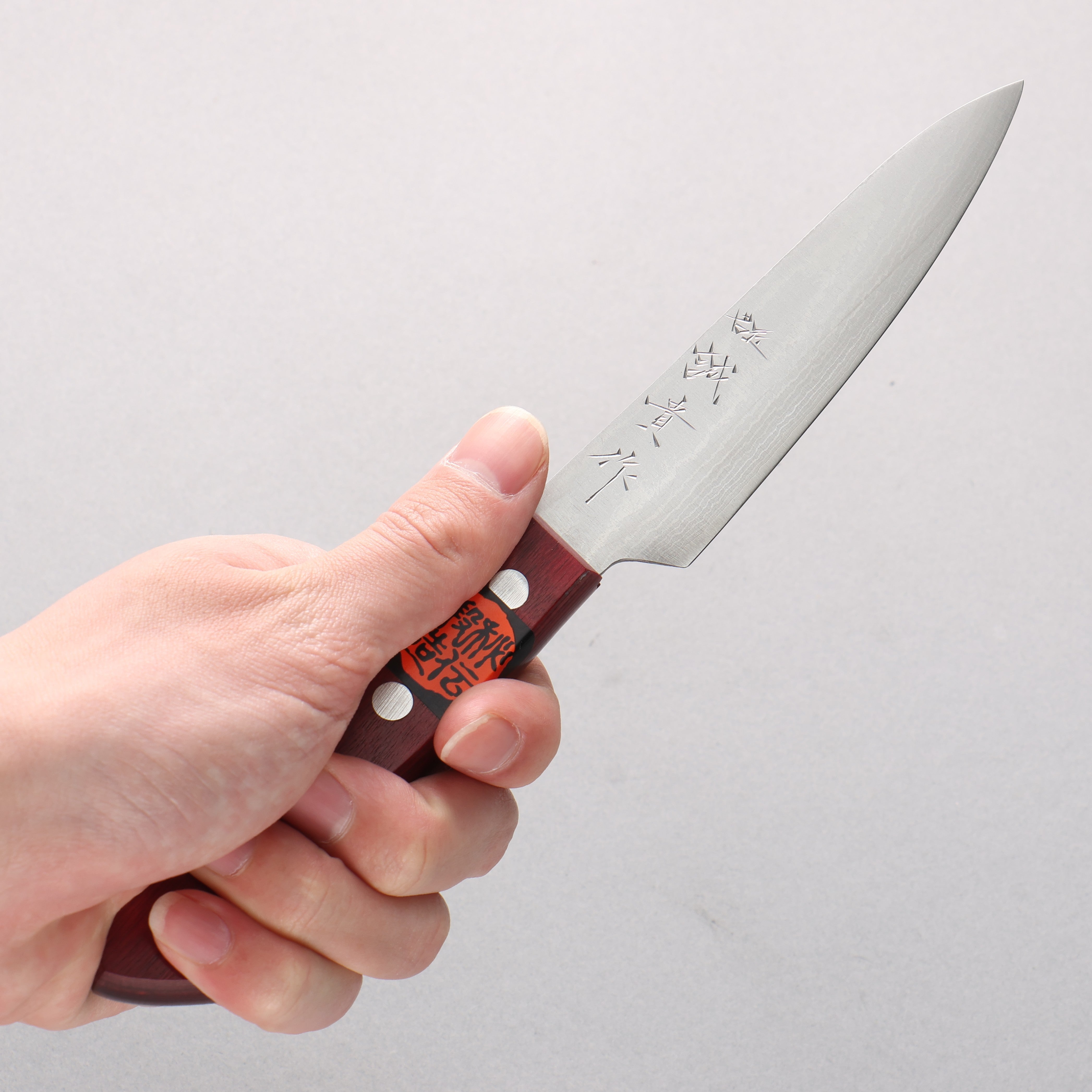 Shigeki Tanaka VG10 17 Layer Damascus Petty-Utility 120mm Red Pakka wood Handle - Seisuke Knife