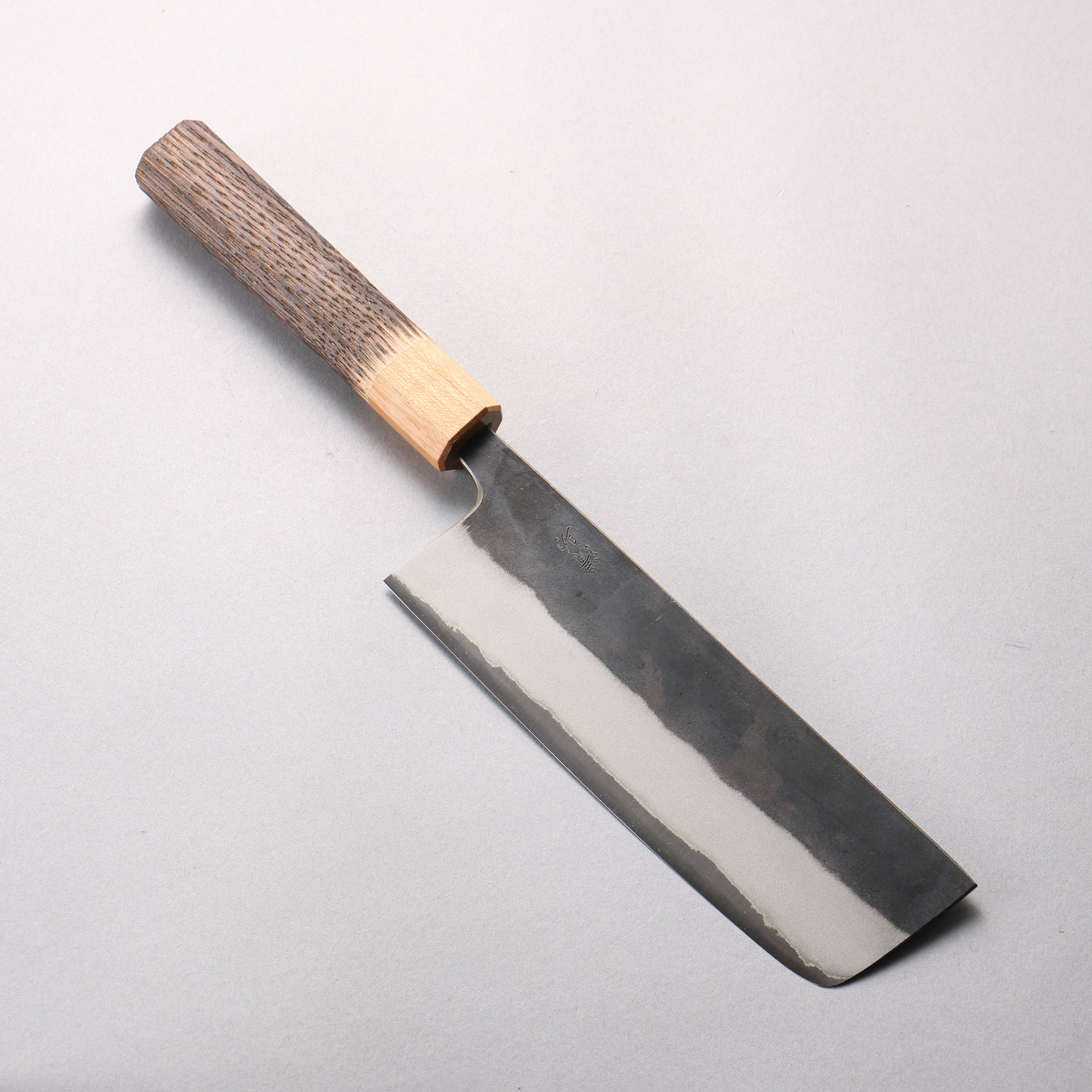 Seisuke Blue Steel No.2 Black Finished Nakiri 165mm Burnt Chestnut (ferrule: Cherry Wood) Handle - Seisuke Knife