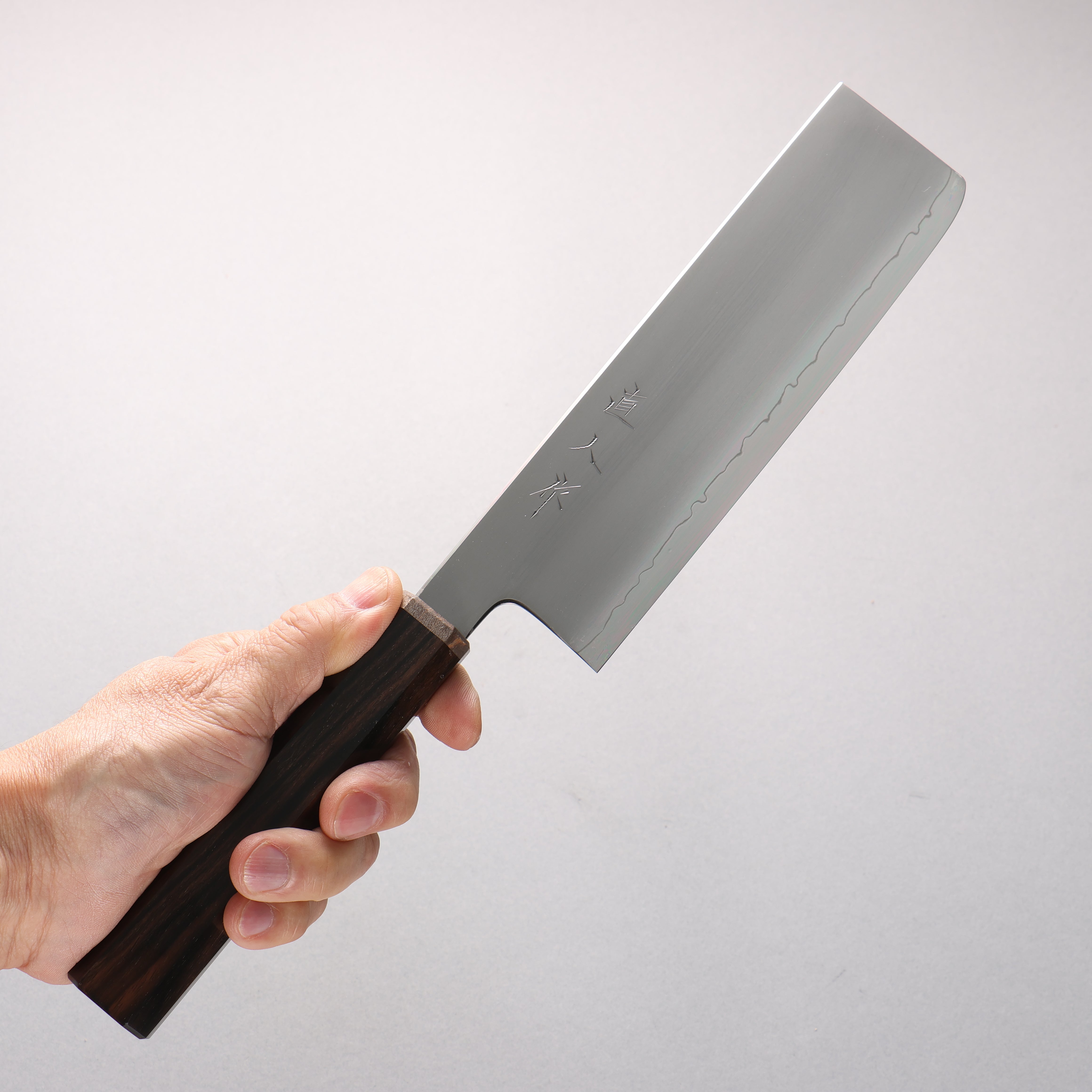 Naohito Myojin SG2 Kasumitogi Nakiri 170mm Striped Ebony (Narrow Ferrule: Black Stabilized Wood) Handle - Seisuke Knife