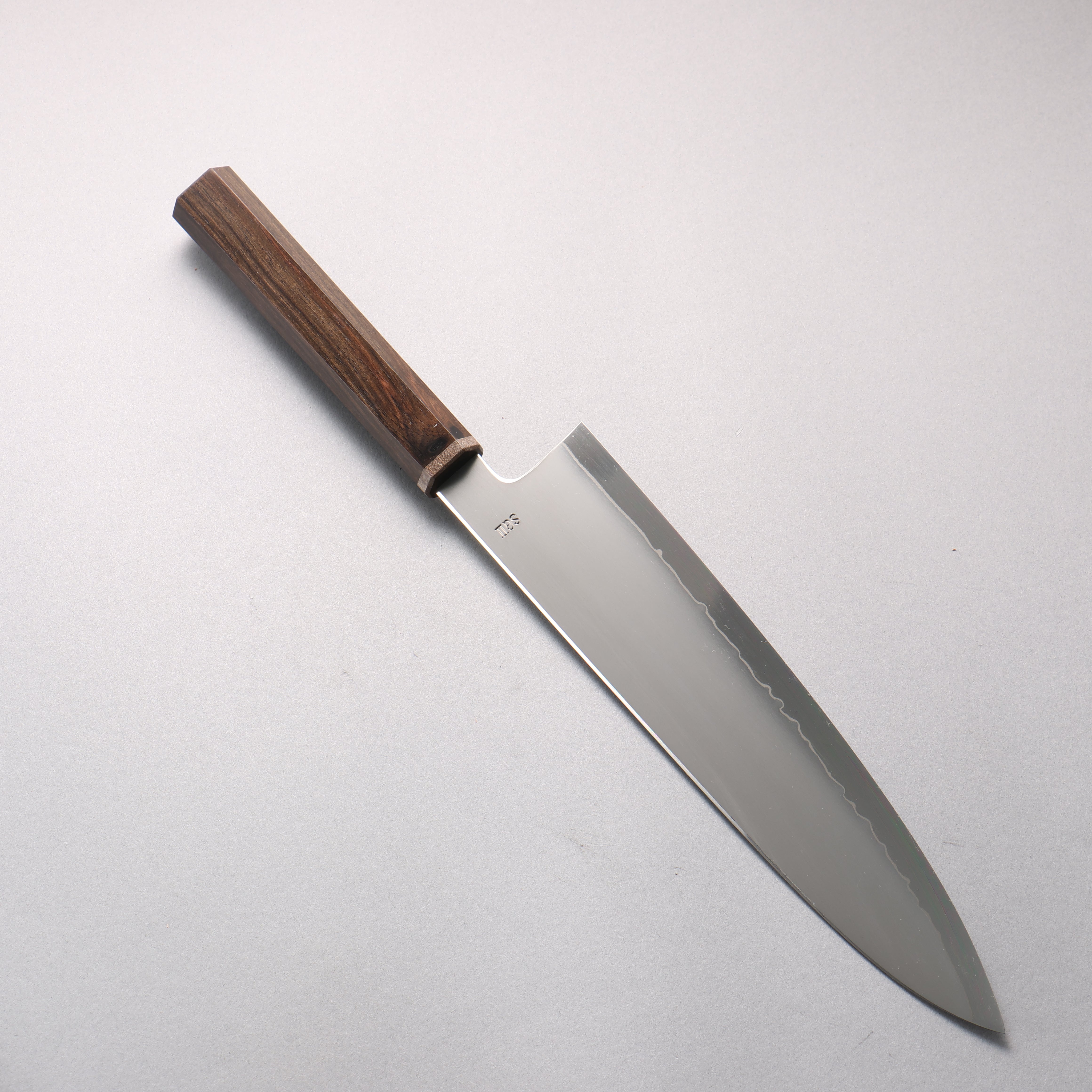 Naohito Myojin SG2 Kasumitogi Gyuto 240mm Striped Ebony (Narrow Ferrule: Black Stabilized Wood) Handle - Seisuke Knife