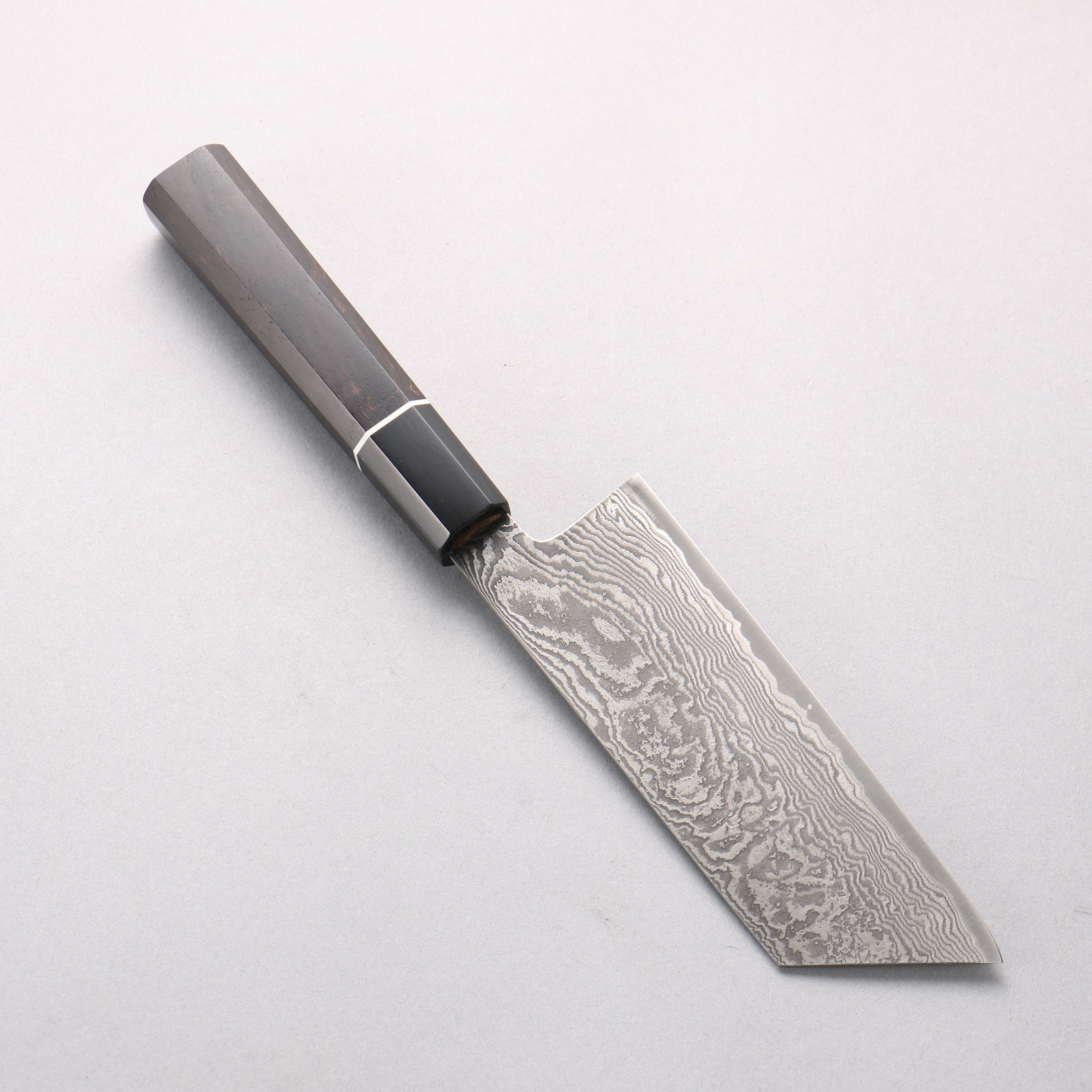 Shigeki Tanaka Habakiri SG2 Damascus Nakiri 165mm Ebony Wood & Black Water Buffalo Horn Handle - Seisuke Knife