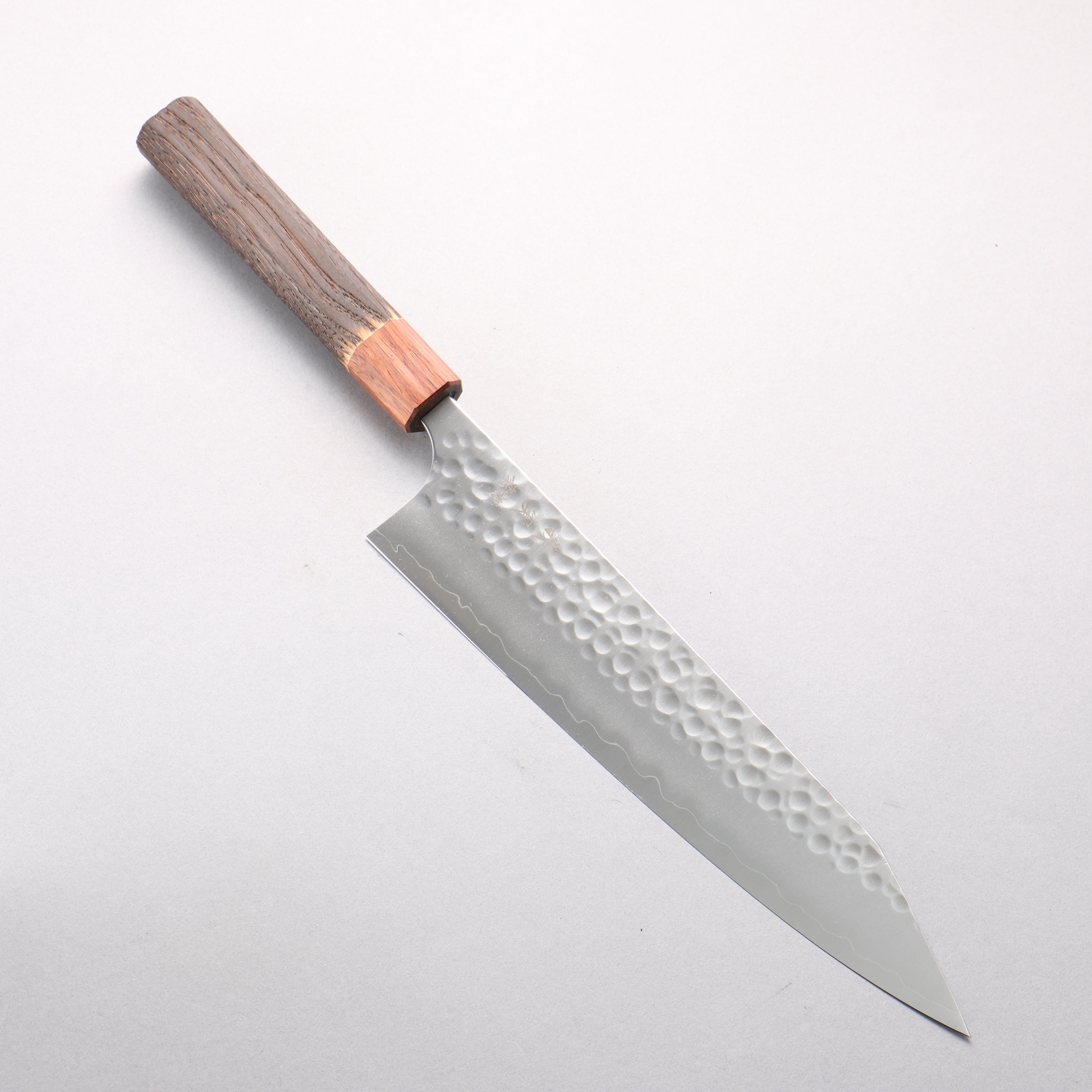 Yoshimi Kato Silver Steel No.3 Hammered(Maru) Migaki Finished Kiritsuke Gyuto 240mm Burnt Chestnut (ferrule: Rosewood) Handle - Seisuke Knife