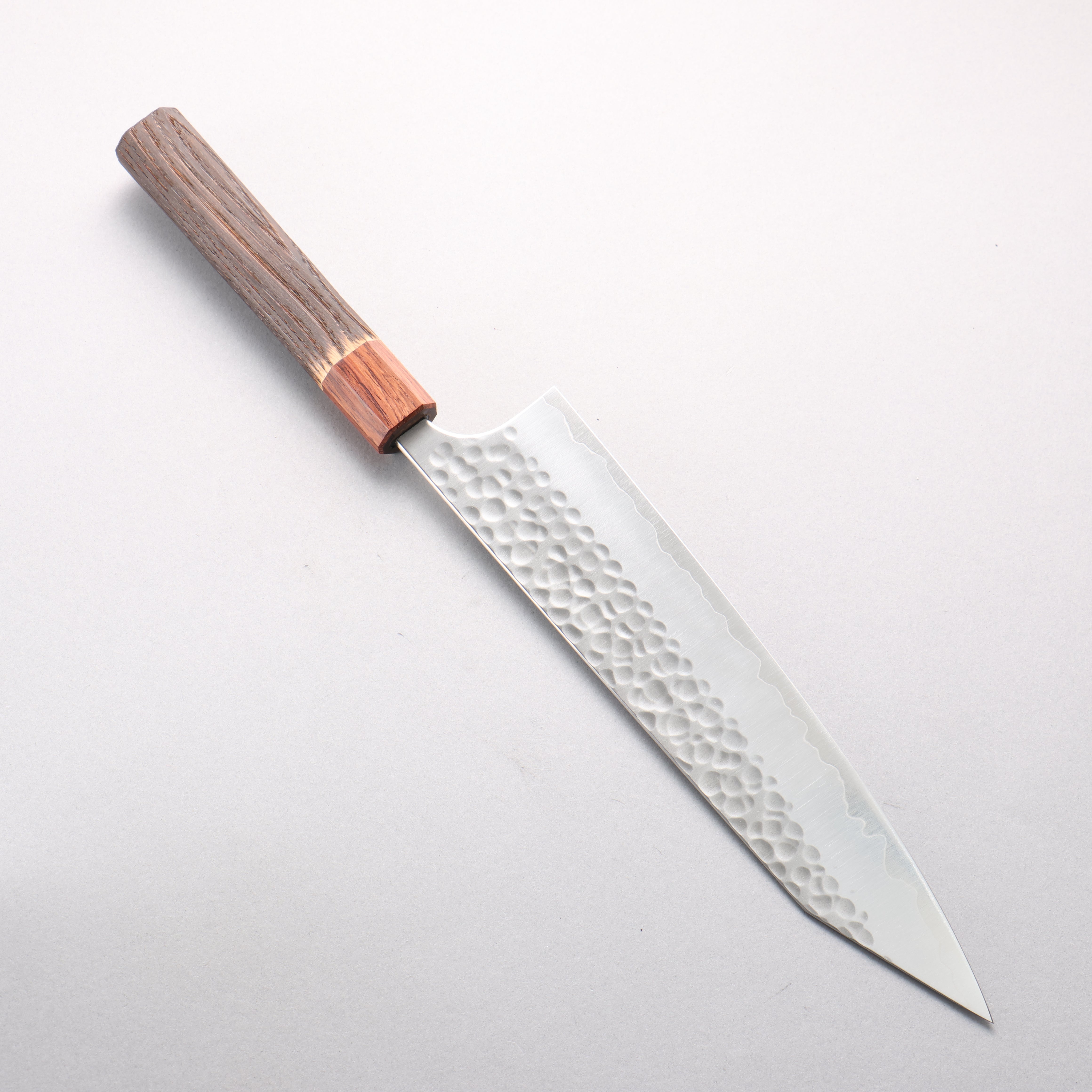 Yoshimi Kato Silver Steel No.3 Hammered(Maru) Migaki Finished Kiritsuke Gyuto 240mm Burnt Chestnut (ferrule: Rosewood) Handle - Seisuke Knife