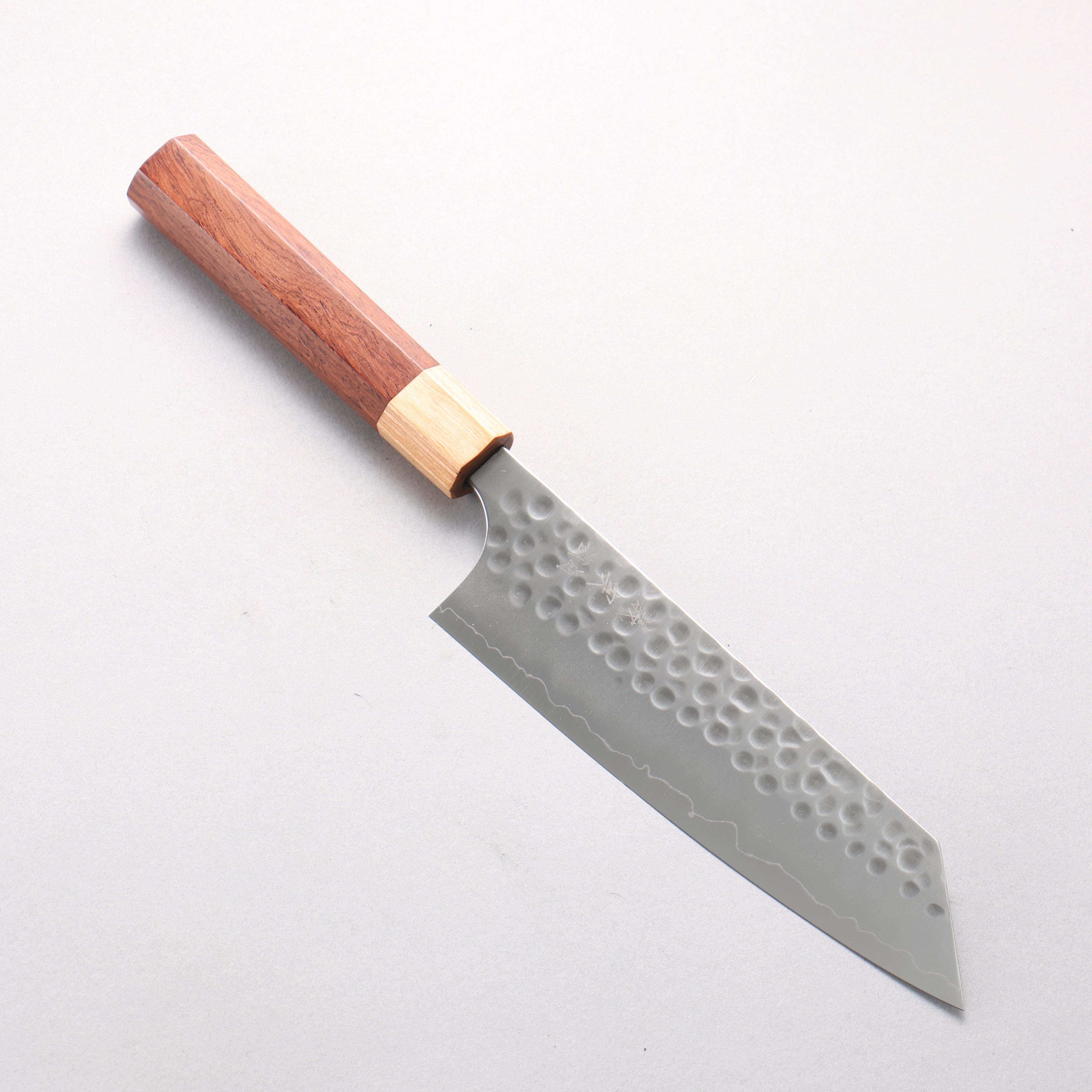 Yoshimi Kato Silver Steel No.3 Hammered(Maru) Migaki Finished Bunka 170mm Honduras (ferrule: White Pakka wood) Handle - Seisuke Knife