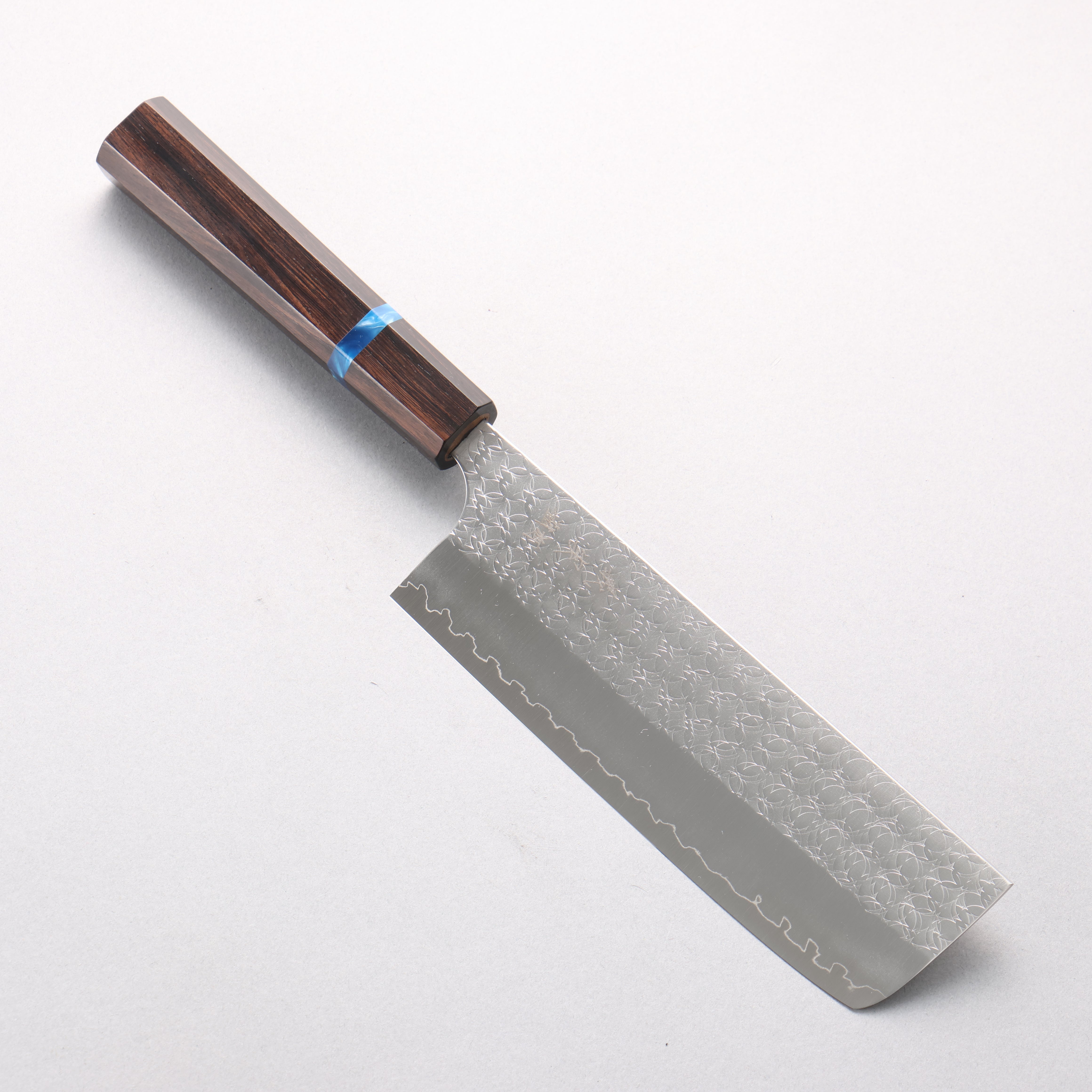 Yoshimi Kato Minamo SG2 Hammered Nakiri 165mm Ebony (Blue Ring) Handle - Seisuke Knife