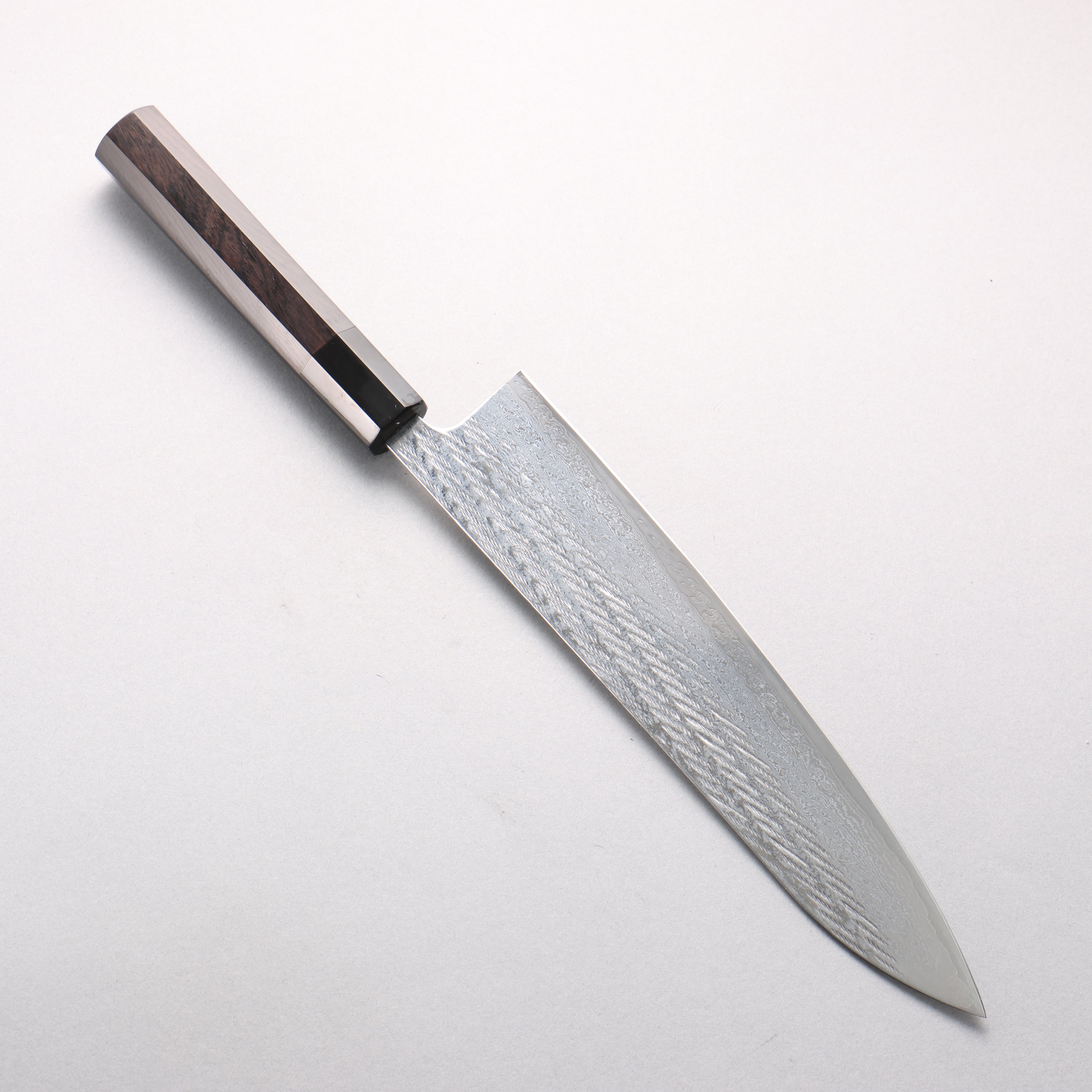 Seisuke Silver Steel No.3 Damascus Rope Pattern Gyuto 240mm Ebony Wood (ferrule: Black Water Buffalo Horn) Handle - Seisuke Knife