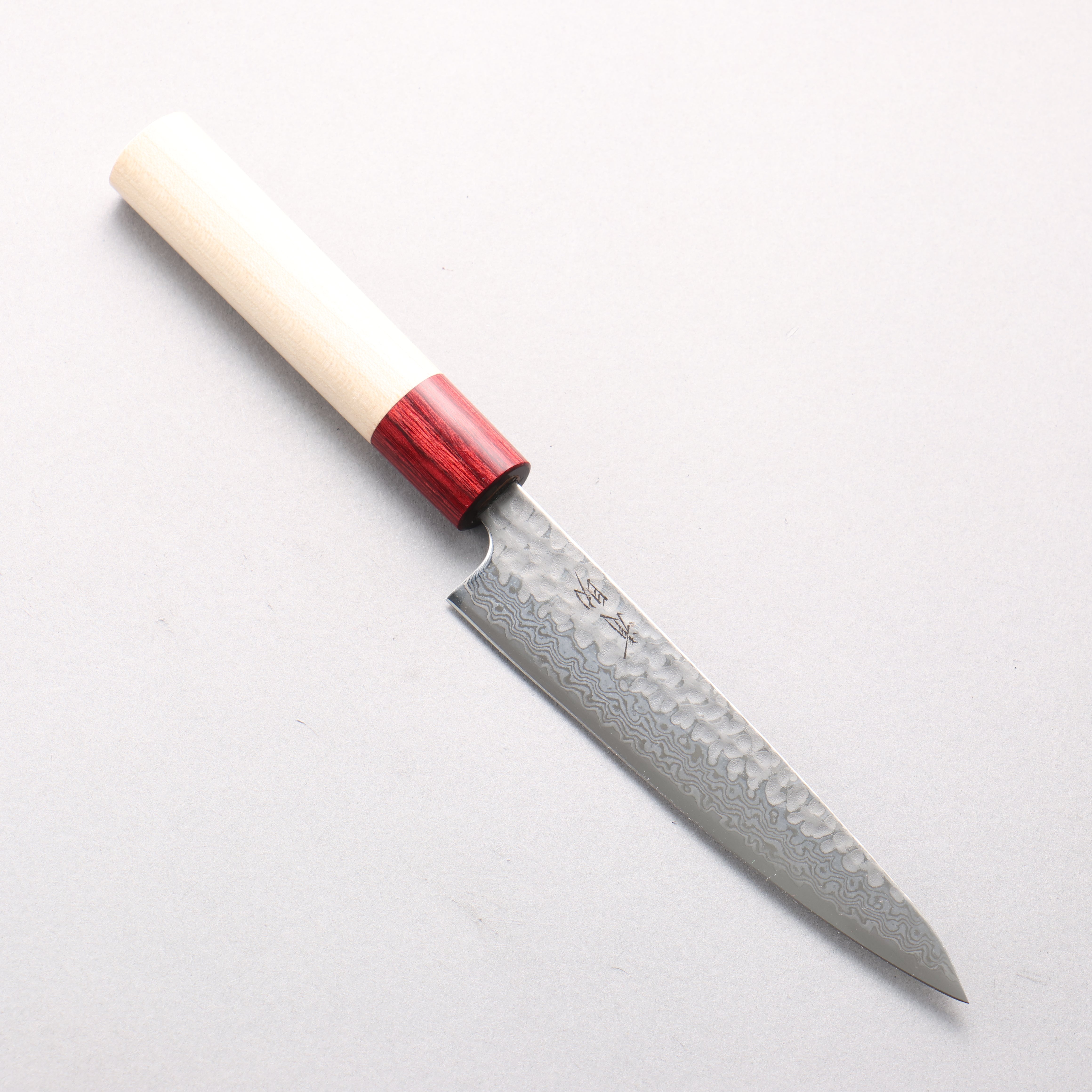 Seisuke Geppaku Silver Steel No.3 Hammered Damascus Petty-Utility 135mm Magnolia Handle - Seisuke Knife