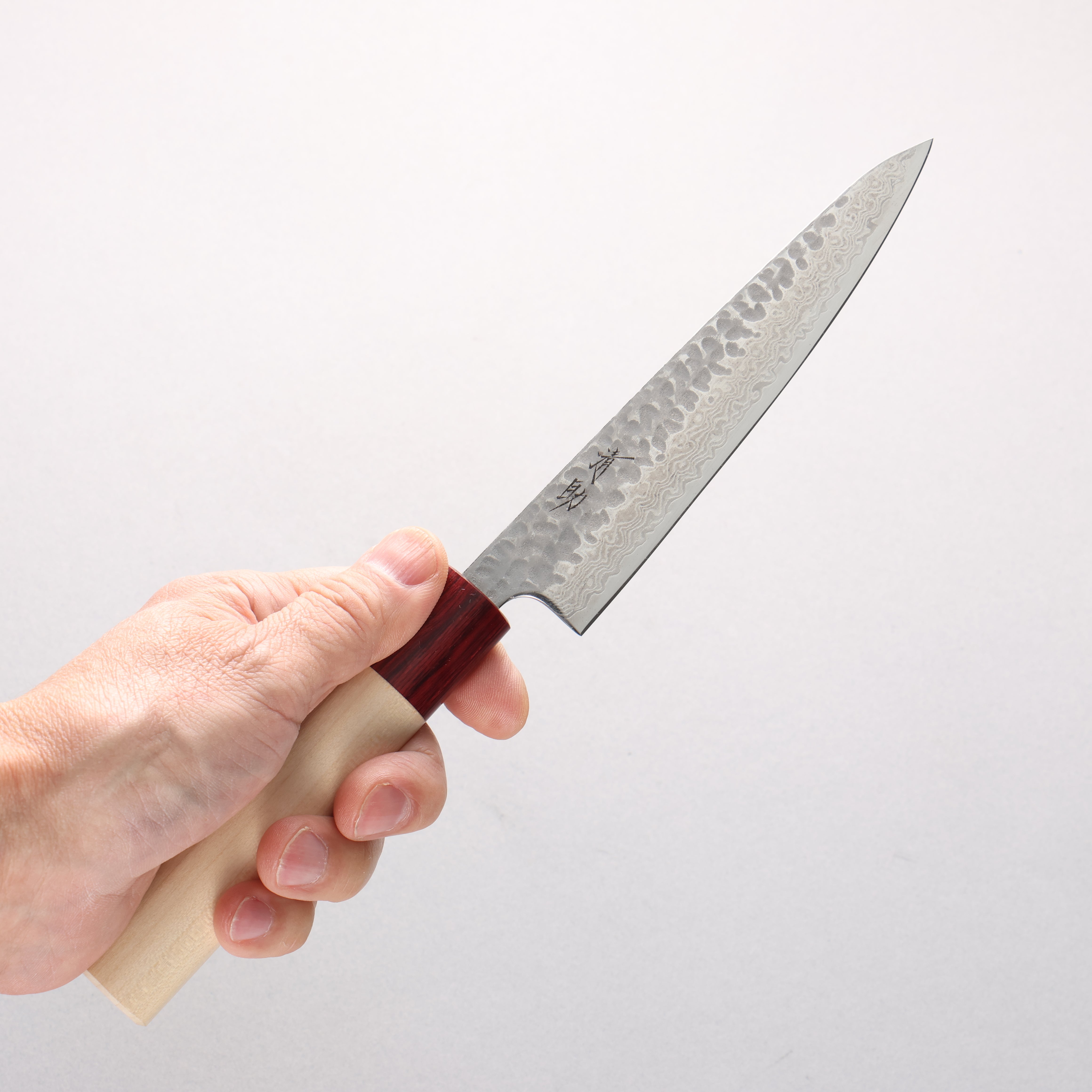 Seisuke Geppaku Silver Steel No.3 Hammered Damascus Petty-Utility 135mm Magnolia Handle - Seisuke Knife