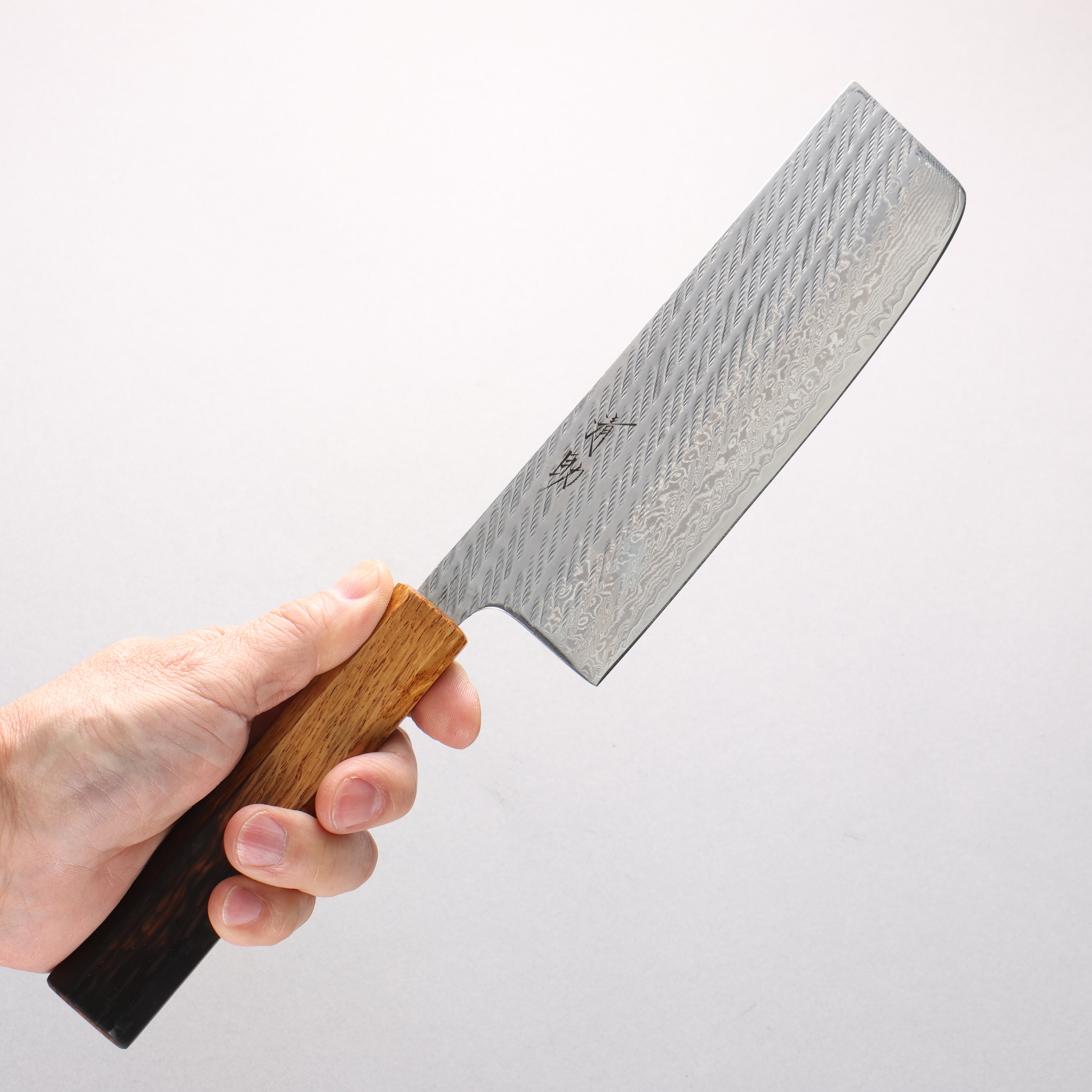 Seisuke AUS10 Damascus Rope Pattern Nakiri 165mm Burnt Oak Handle - Seisuke Knife