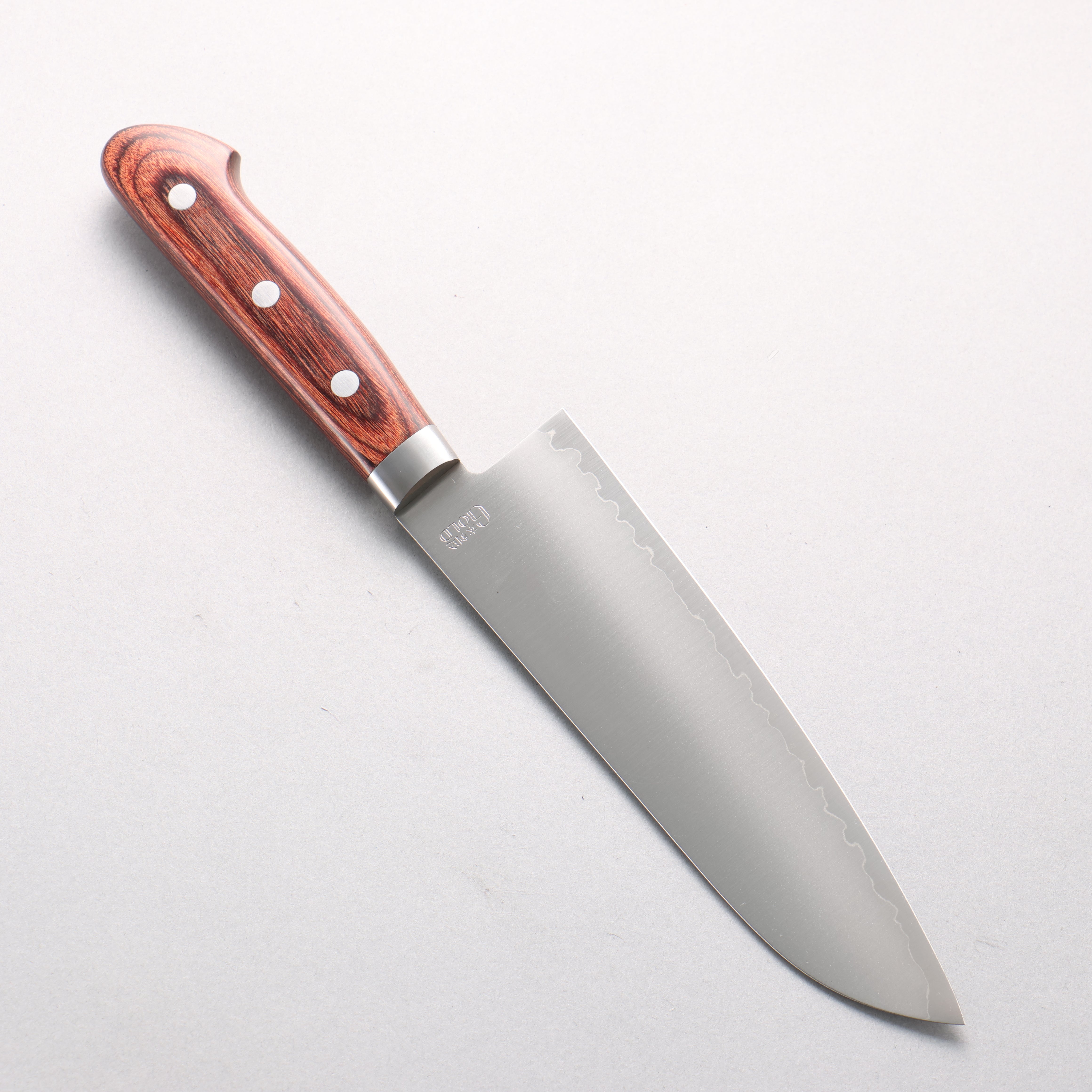 Seisuke VG1 Horizontally Brushed Santoku 165mm Mahogany Handle - Seisuke Knife