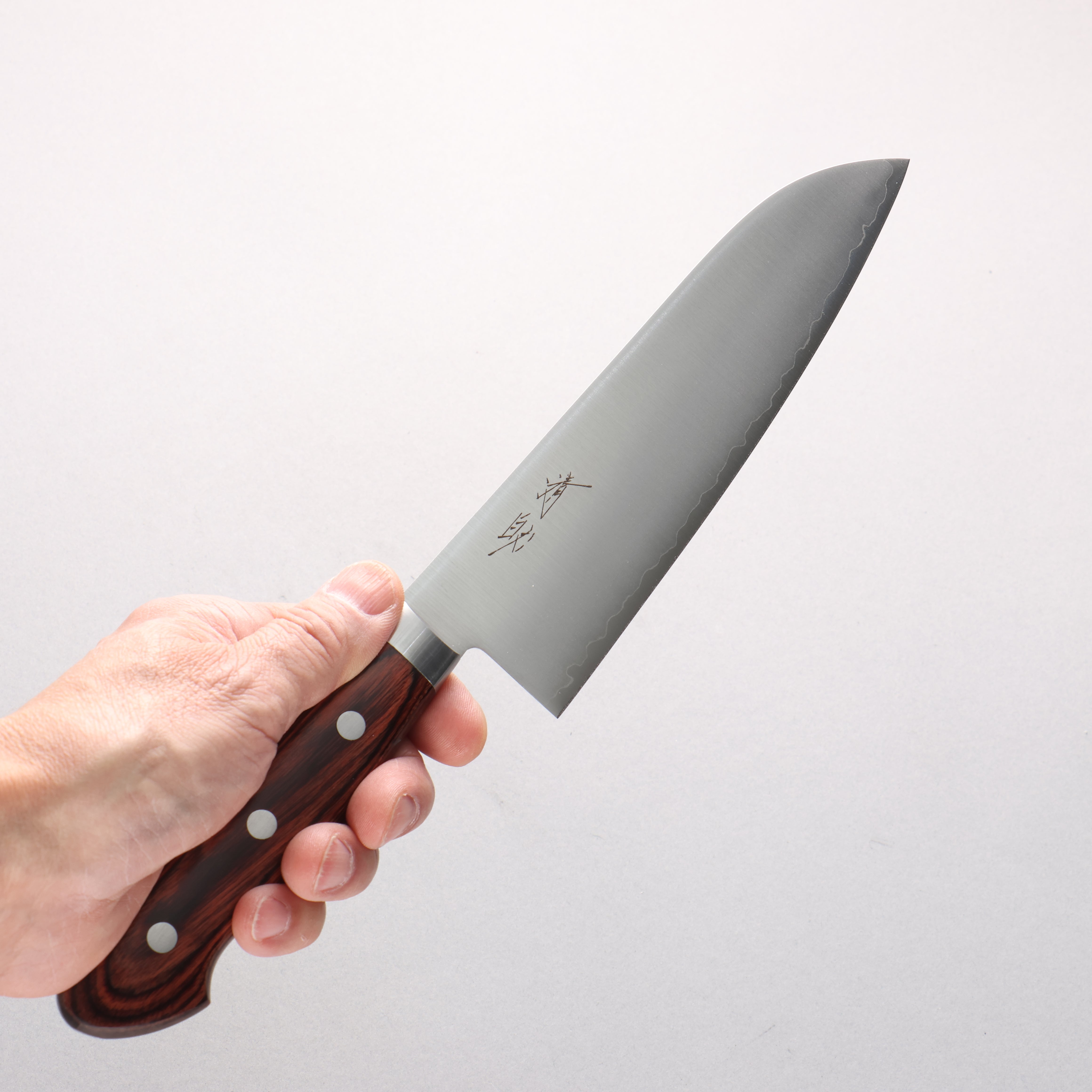 Seisuke VG1 Horizontally Brushed Santoku 165mm Mahogany Handle - Seisuke Knife