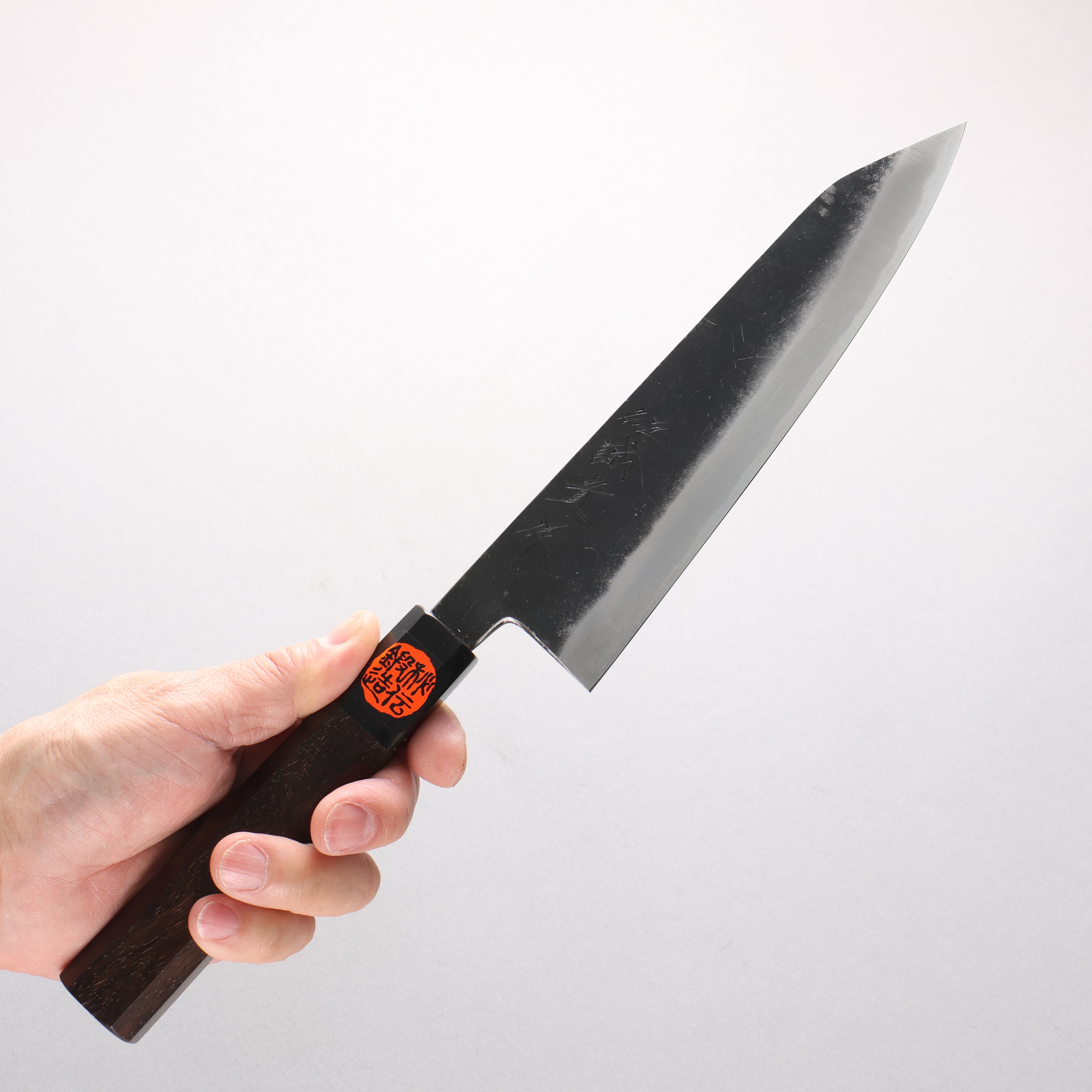 Shigeki Tanaka TEKKA Blue Steel No.2 Kurouchi Kengata Gyuto 190mm Walnut Handle - Seisuke Knife
