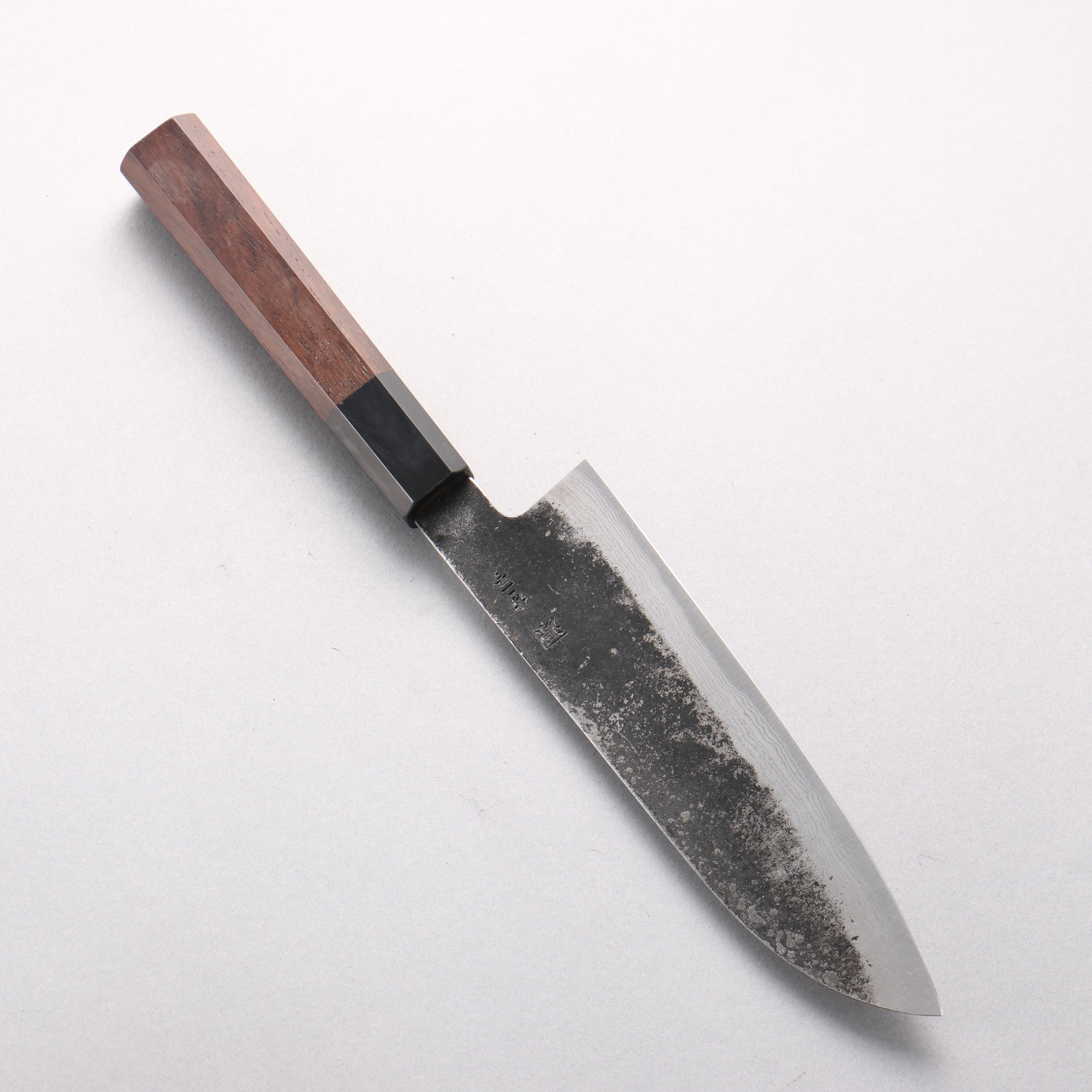 Shigeki Tanaka TEKKA Blue Steel No.2 Kurouchi Damascus Santoku 170mm Walnut Handle - Seisuke Knife