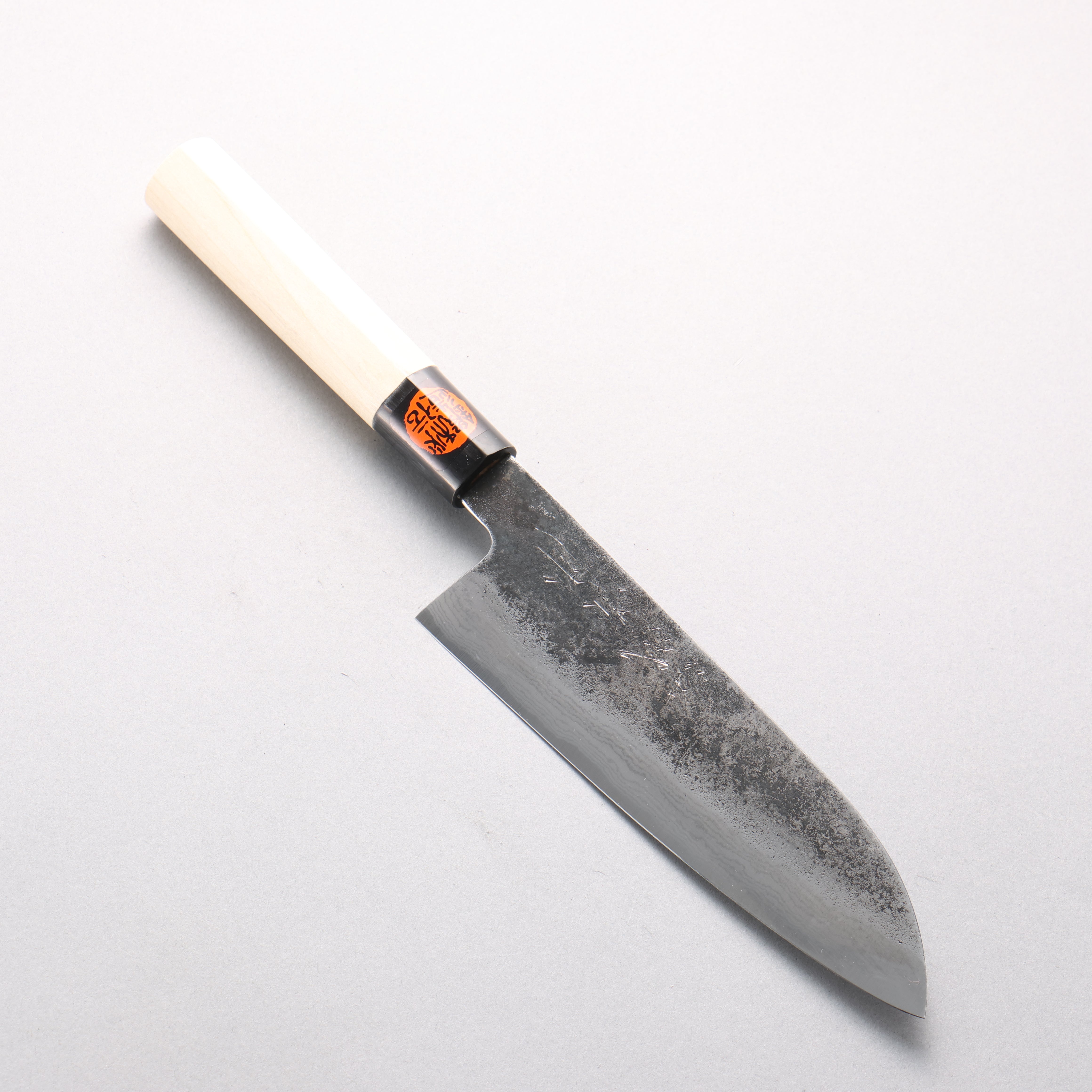 Shigeki Tanaka Blue Steel No.2 Damascus Kurouchi Santoku 170mm Magnolia Handle - Seisuke Knife