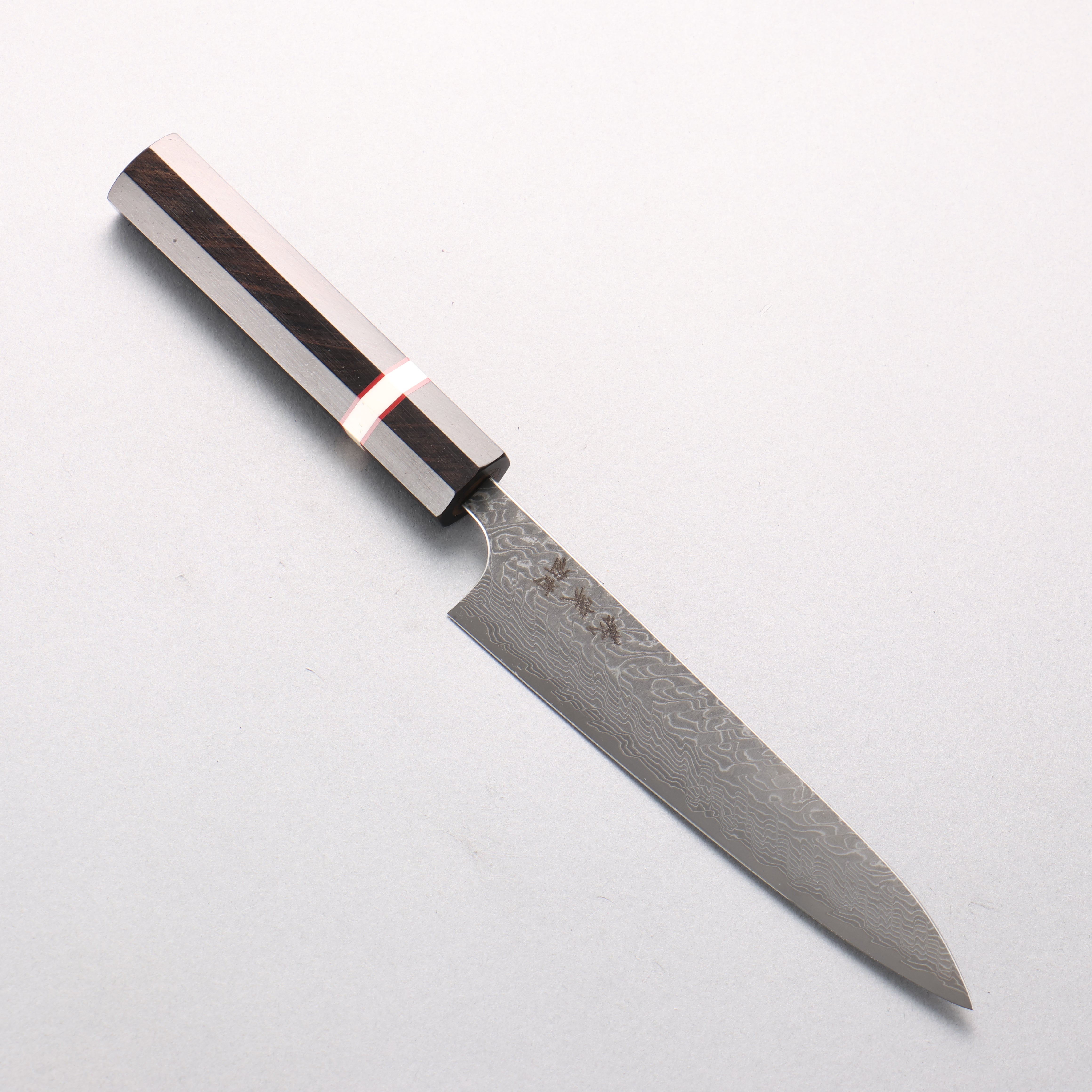 Yoshimi Kato SG2 Black Damascus Petty-Utility 150mm Ebony Wood(With White Ring) Handle - Seisuke Knife
