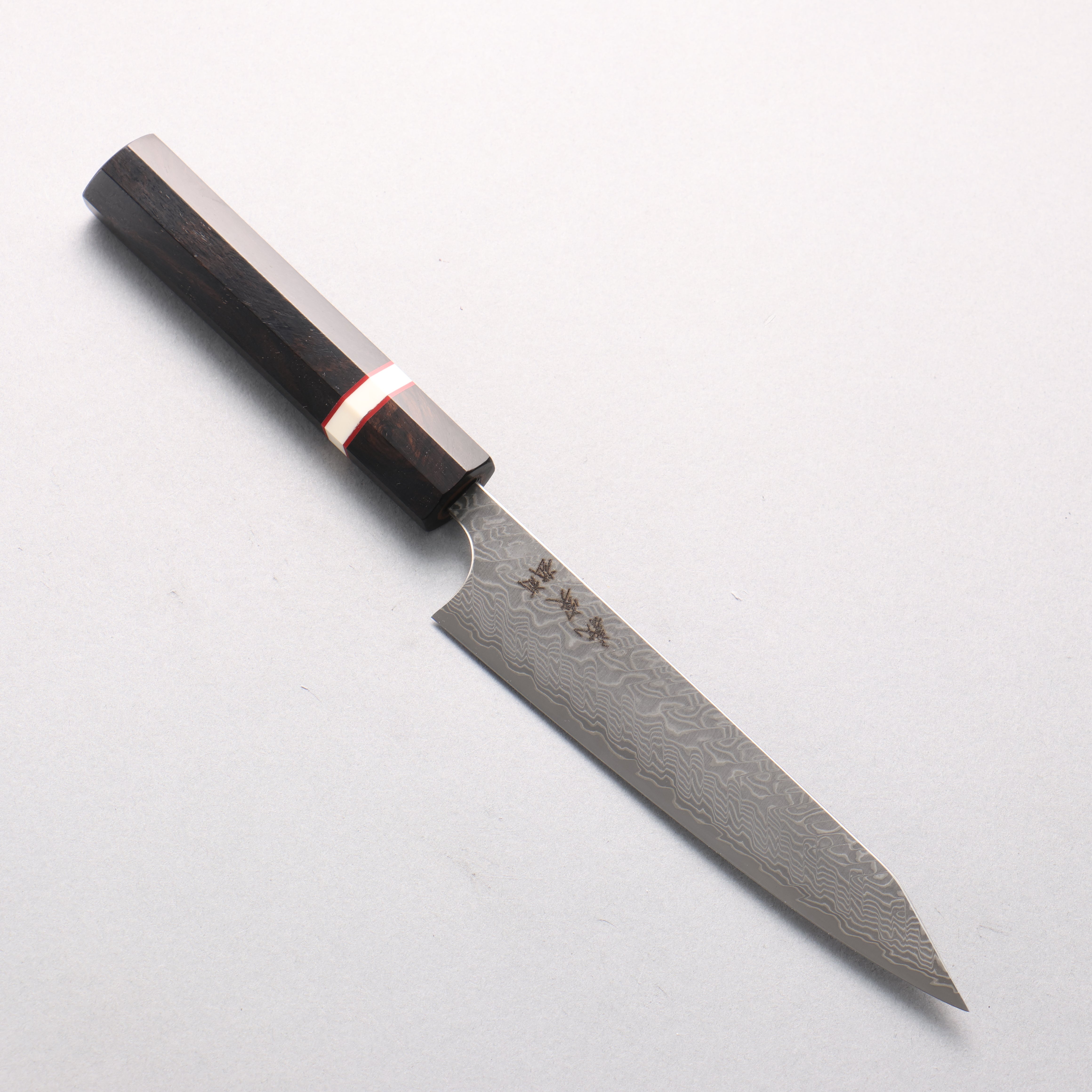 Yoshimi Kato SG2 Black Damascus Kiritsuke Petty-Utility 150mm Ebony Wood(With White Ring) Handle - Seisuke Knife