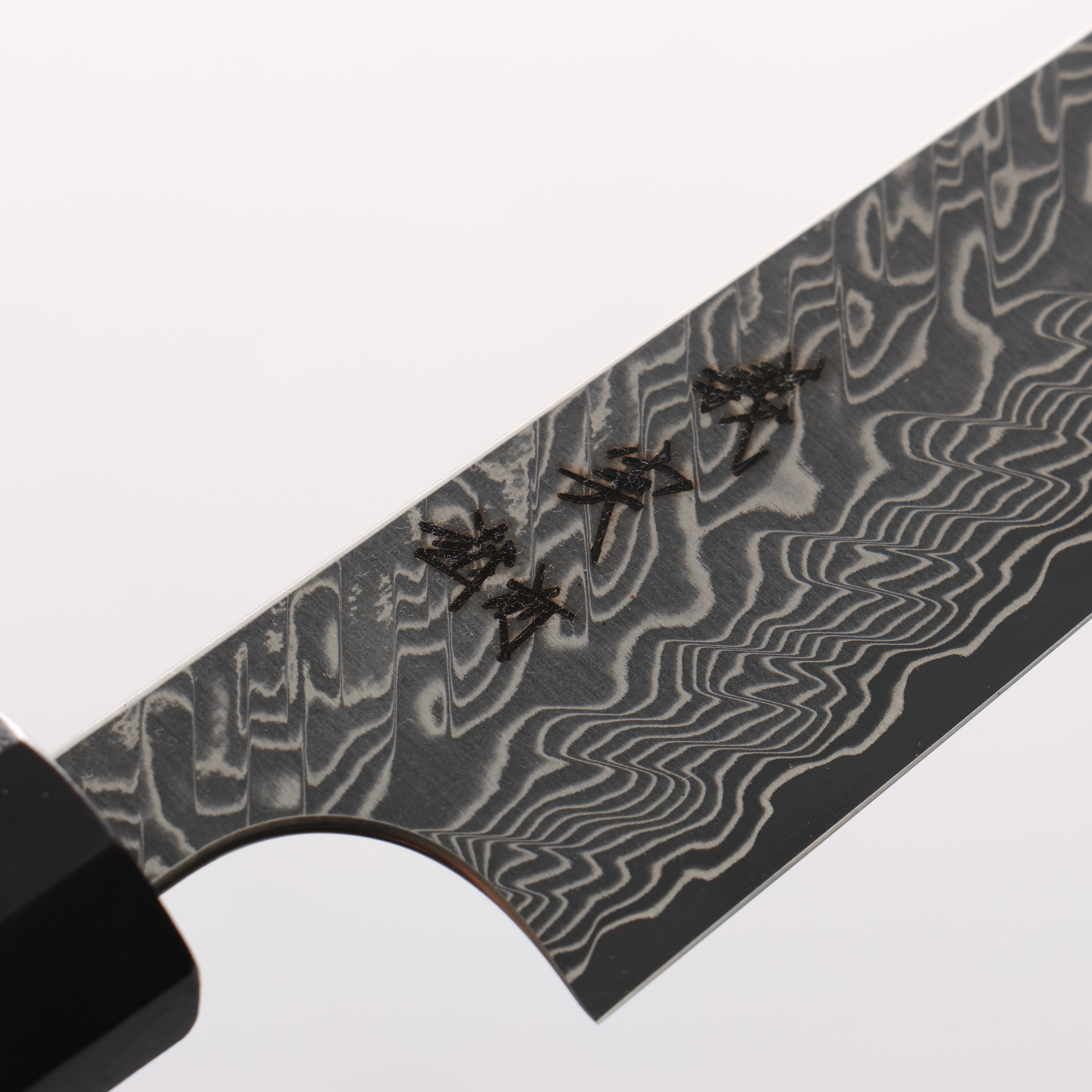 Yoshimi Kato SG2 Black Damascus Kiritsuke Petty-Utility 150mm Ebony Wood(With White Ring) Handle - Seisuke Knife