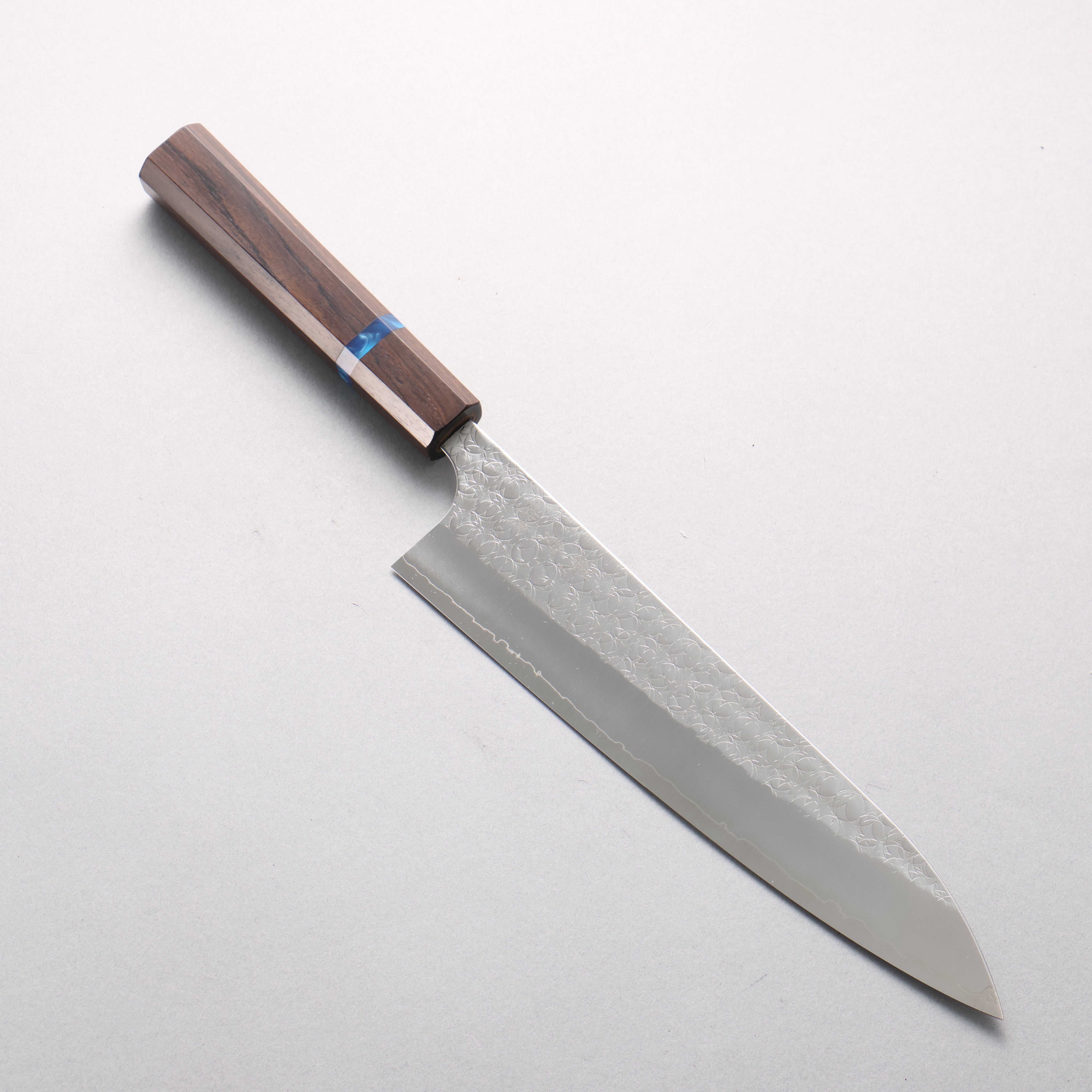 Yoshimi Kato Minamo SG2 Hammered Gyuto 210mm Ebony (Blue Ring) Handle - Seisuke Knife