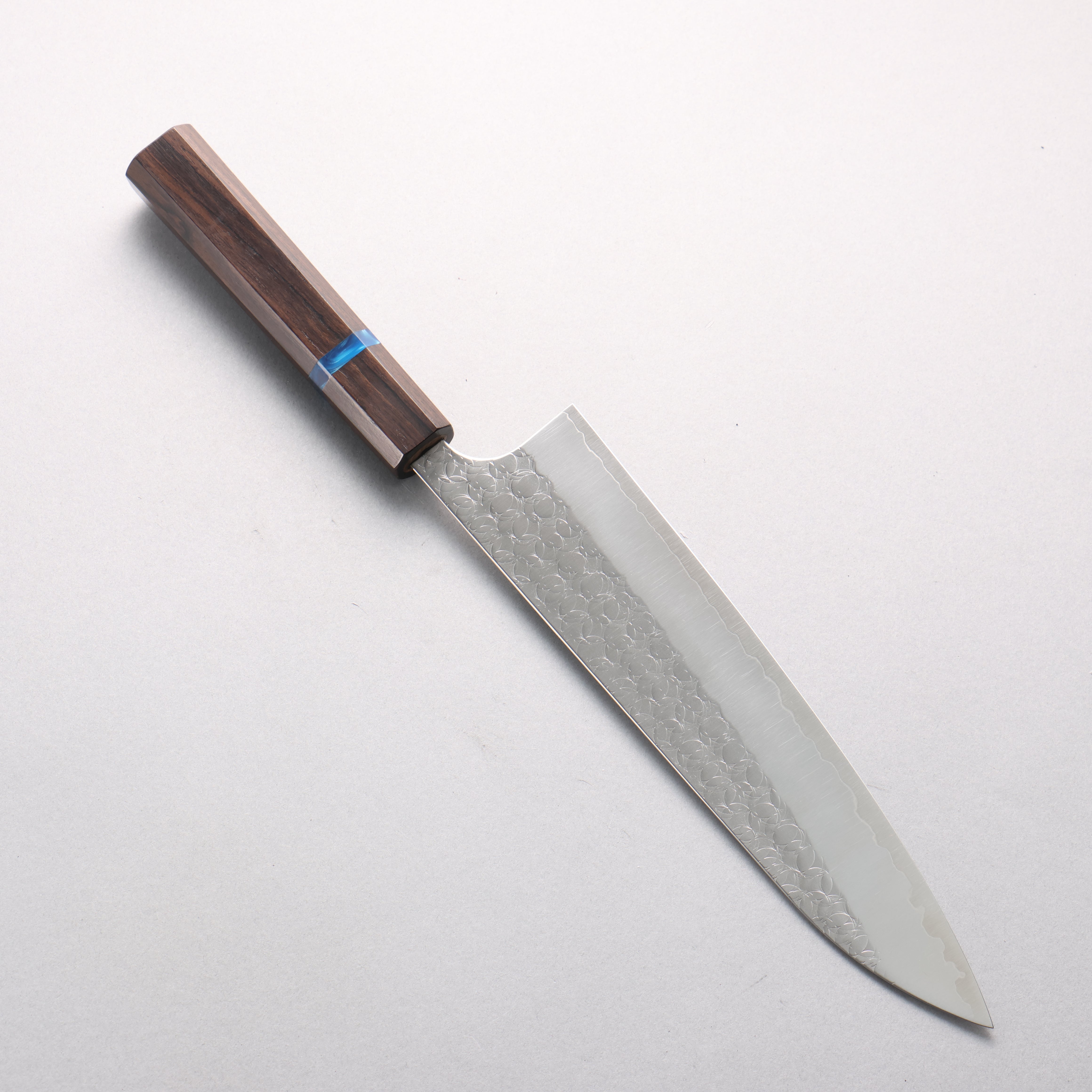 Yoshimi Kato Minamo SG2 Hammered Gyuto 210mm Ebony (Blue Ring) Handle - Seisuke Knife