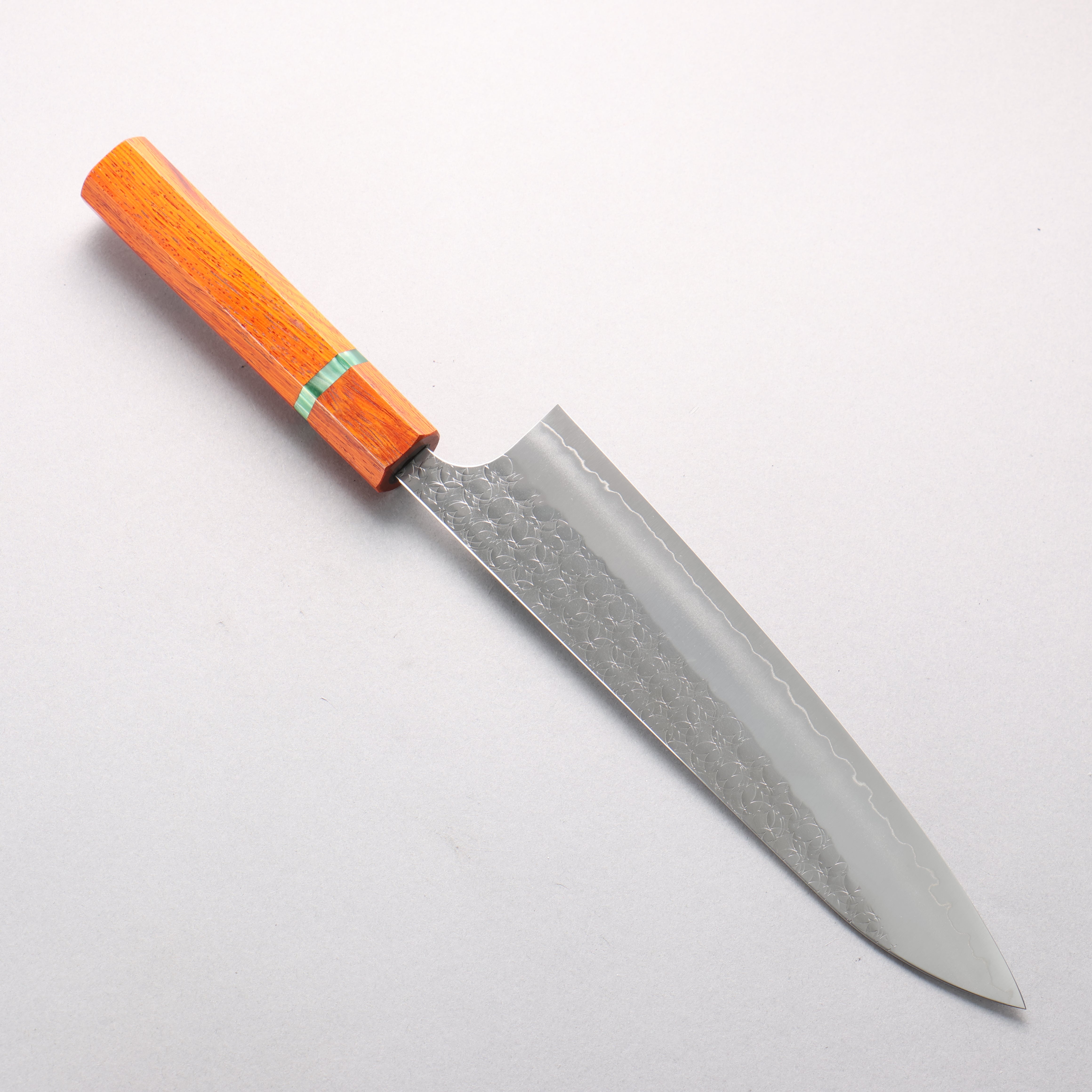 Yoshimi Kato Minamo SG2 Hammered Gyuto 210mm Cocobolo (with Green Ring) Handle - Seisuke Knife
