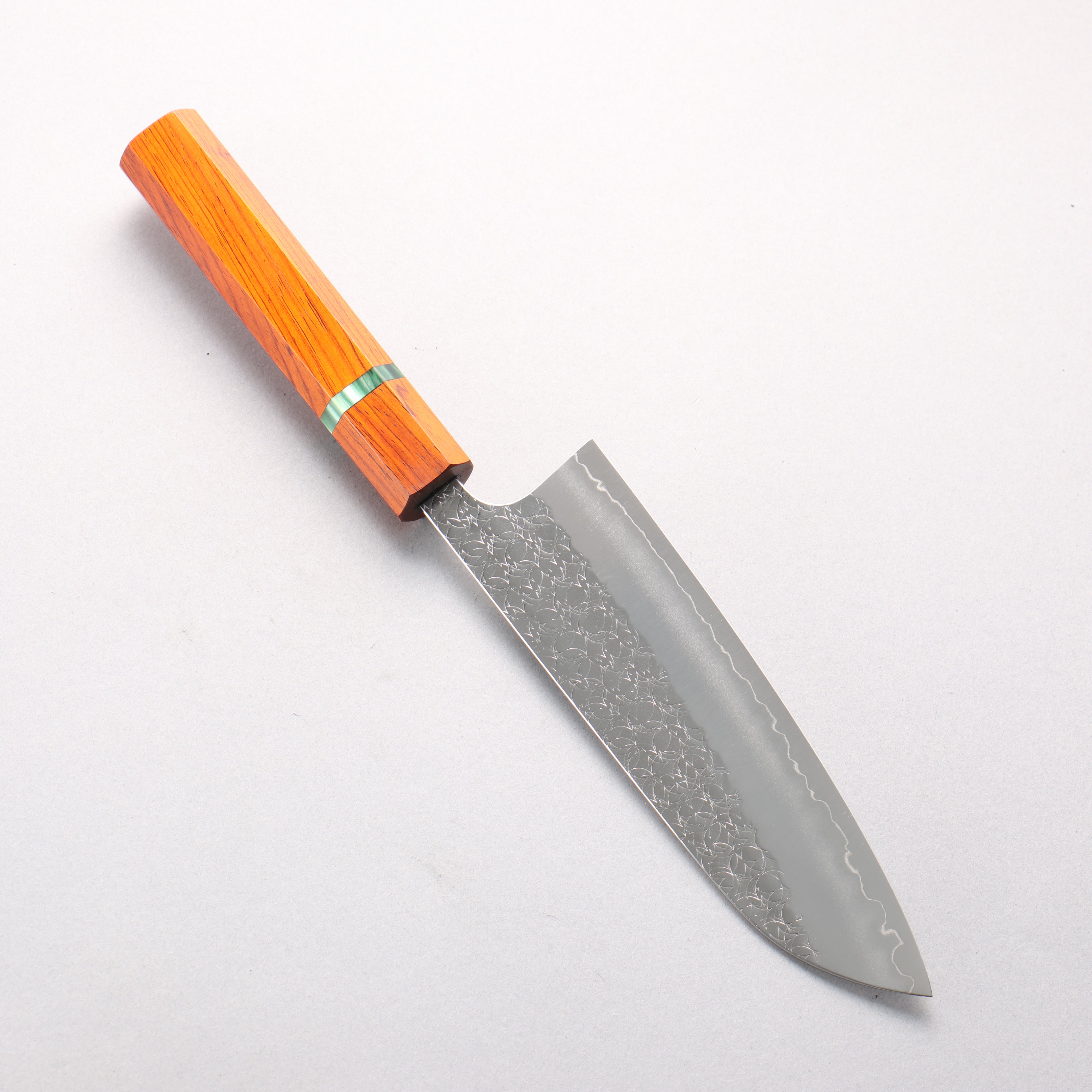 Yoshimi Kato Minamo SG2 Hammered Santoku 170mm Cocobolo (with Green Ring) Handle - Seisuke Knife