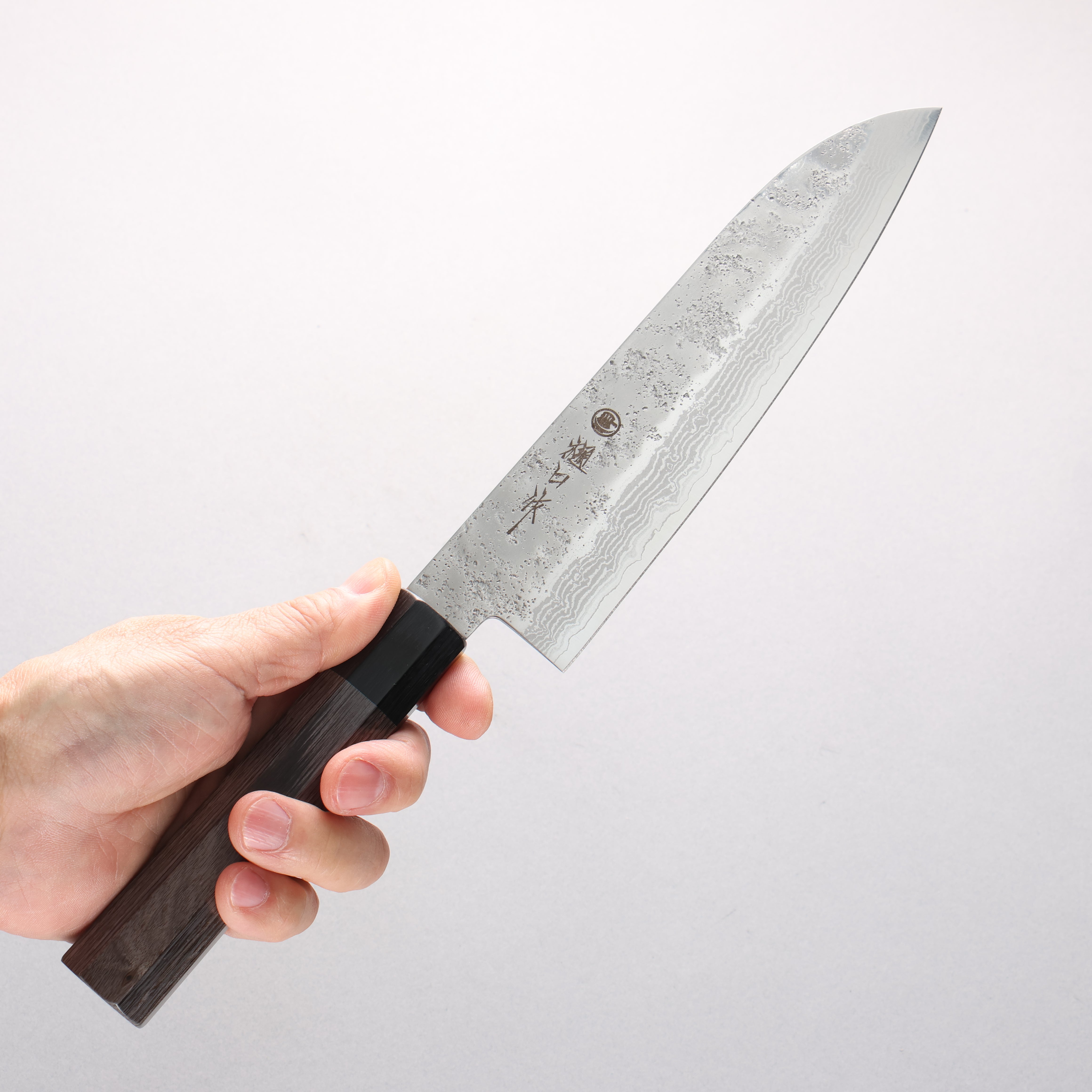 Higuchi VG10 8 Layer Damascus Nashiji Santoku 180mm Gray Pakka wood Handle - Seisuke Knife