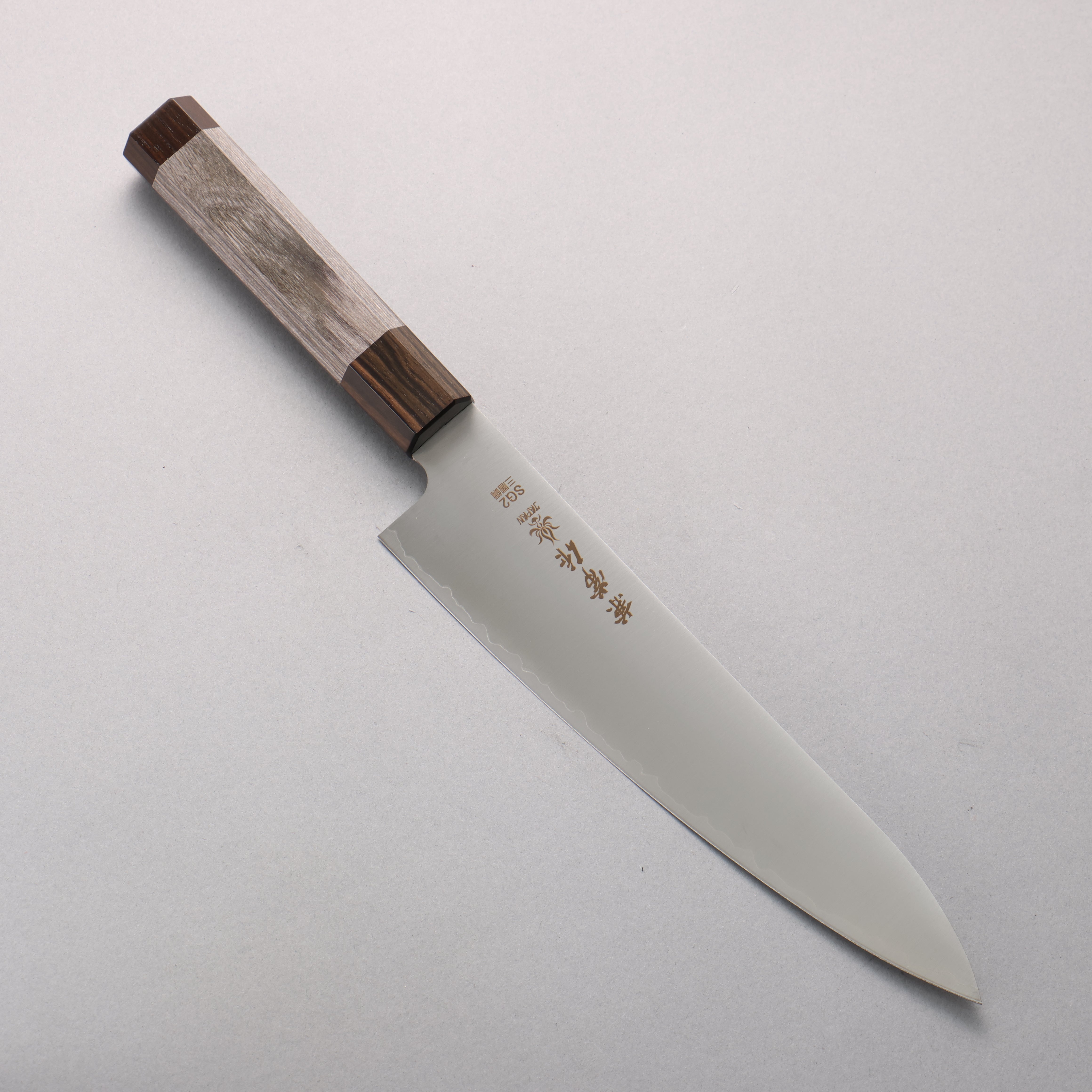 Kanetsune SG2 Gyuto 210mm Gray Pakka wood Handle - Seisuke Knife