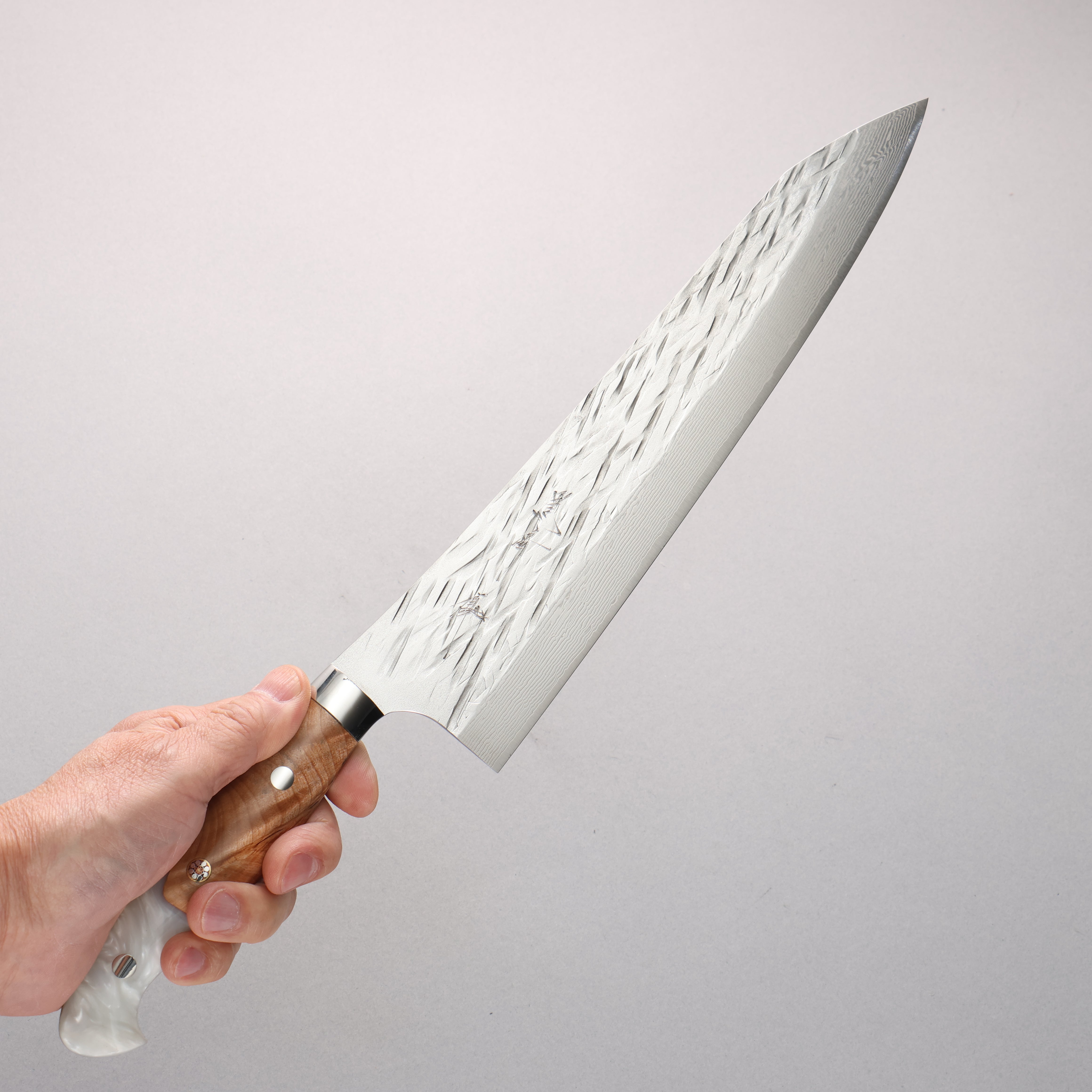 Yu Kurosaki Juhyo Cobalt Special Steel Hammered Gyuto 270mm Resin Coated Birch & White Resin Handle - Seisuke Knife