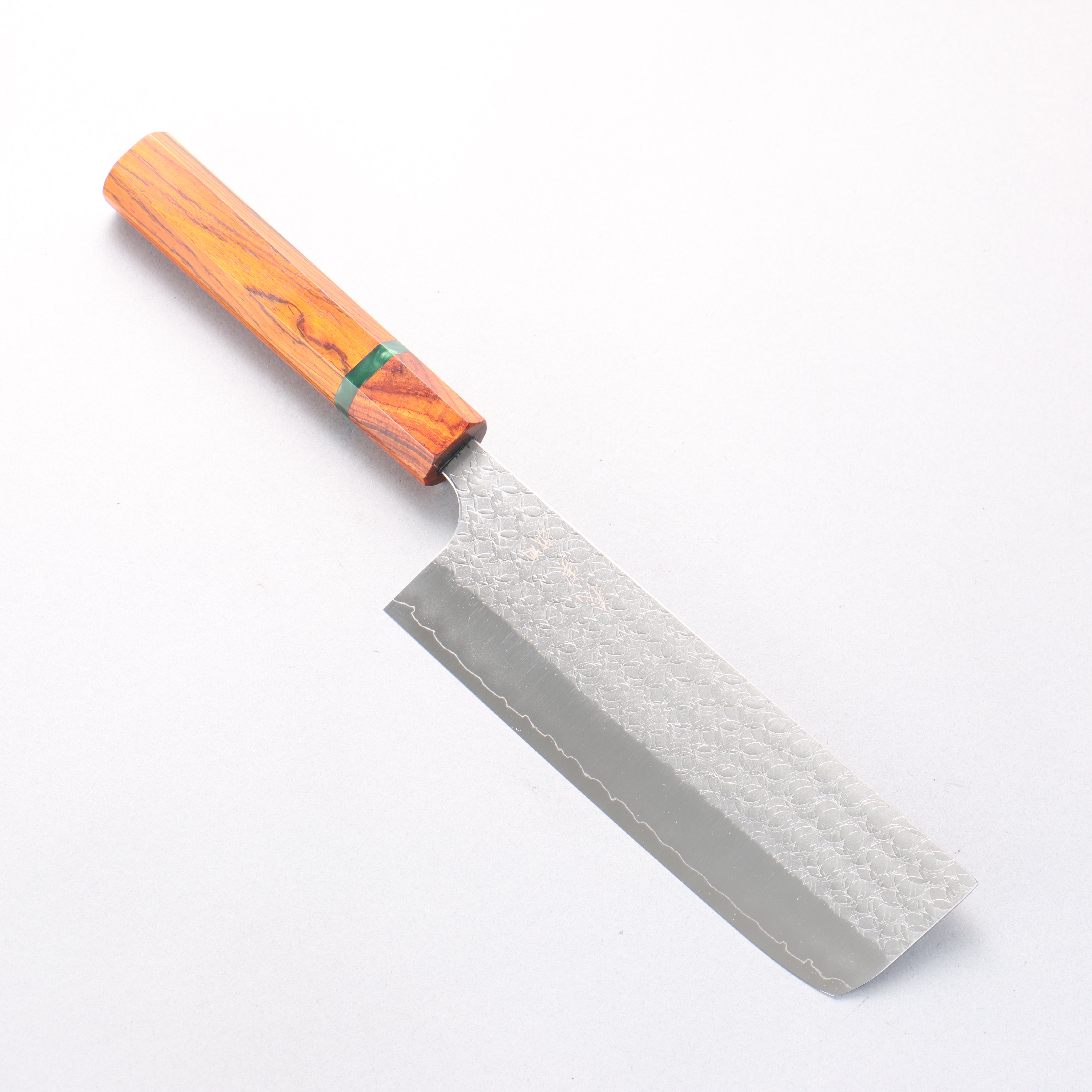 Yoshimi Kato Minamo SG2 Hammered Nakiri 165mm Cocobolo & Green Ring Ha