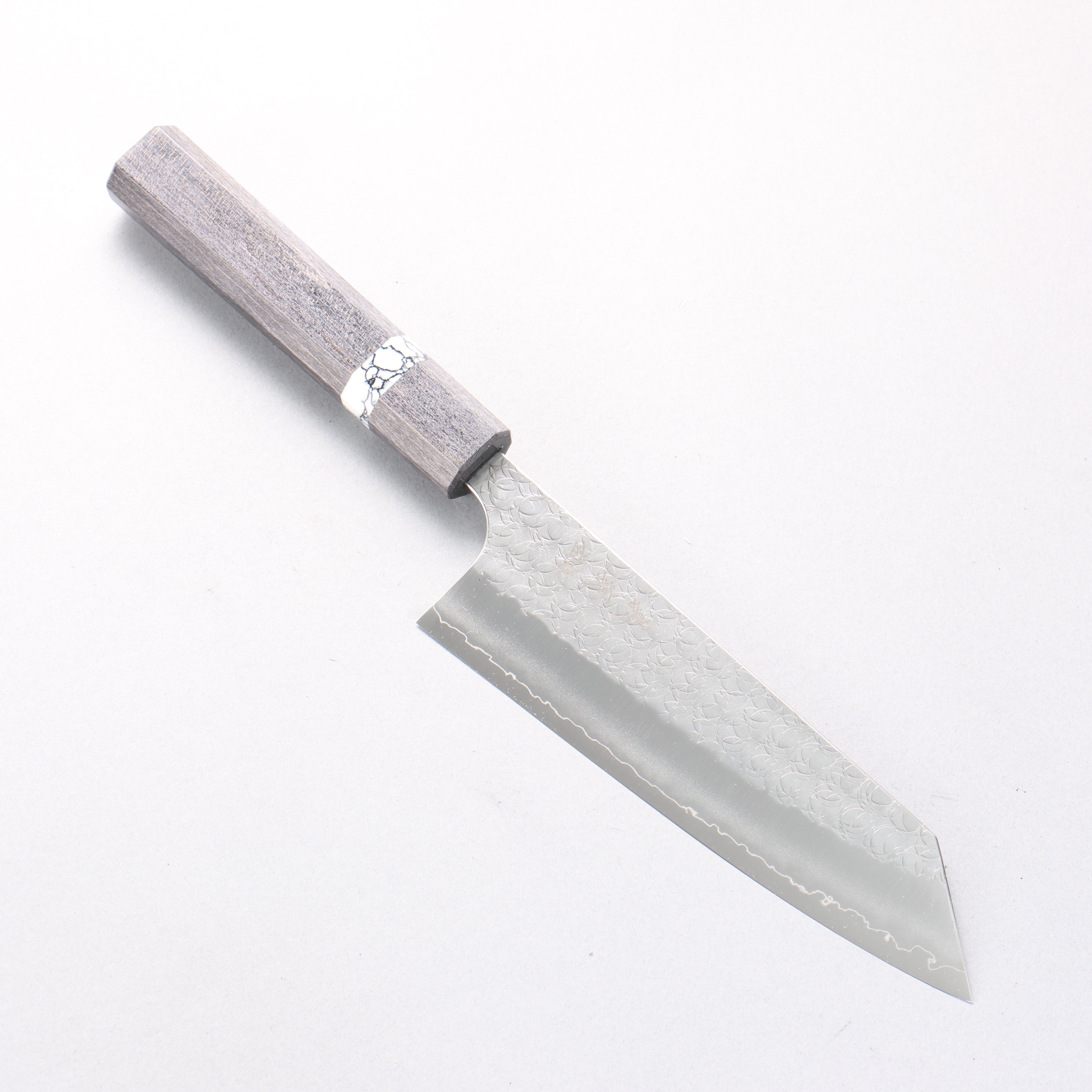 Yoshimi Kato Minamo SG2 Hammered Bunka 170mm Black Stabilized Wood & White Turquoise Ring Handle - Seisuke Knife