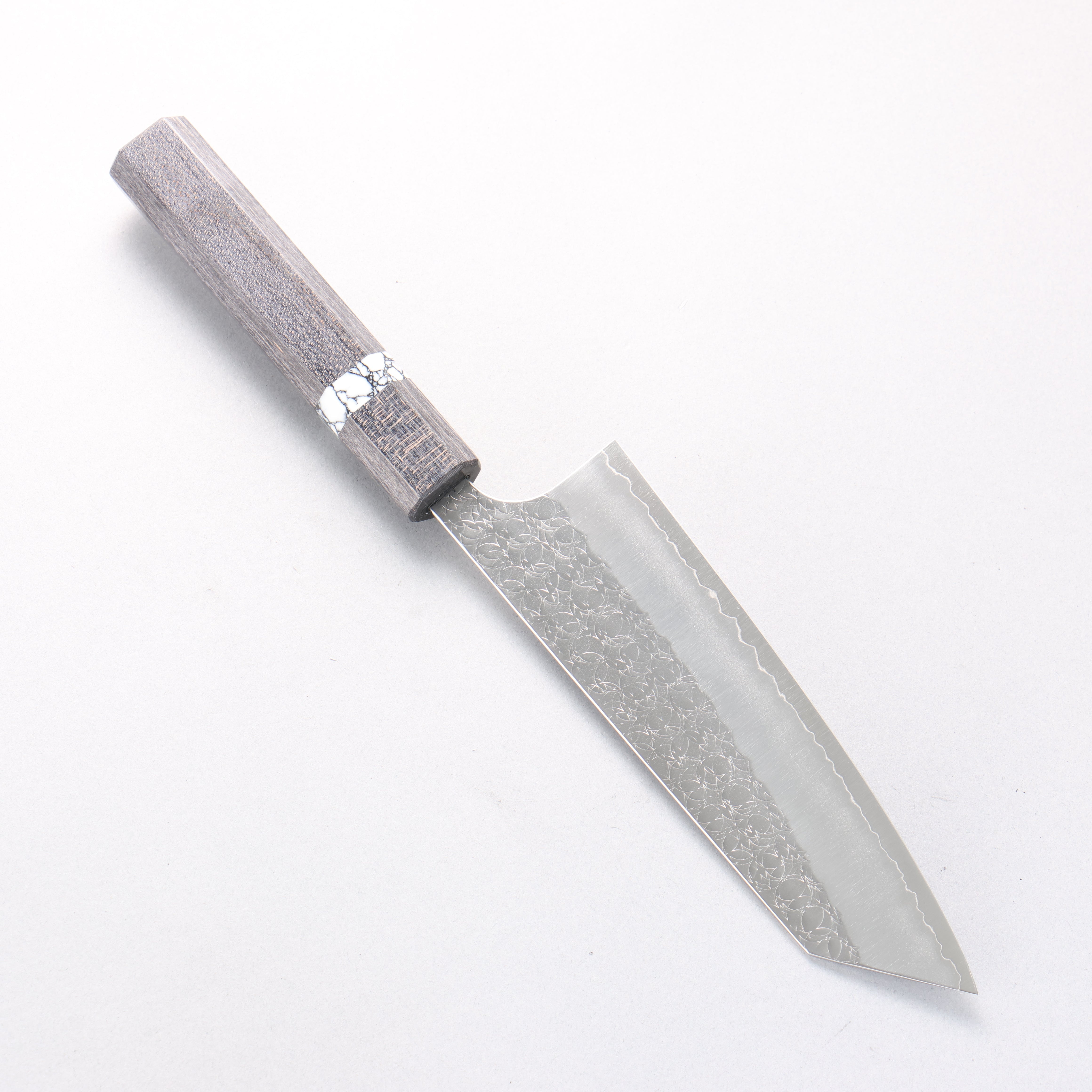 Yoshimi Kato Minamo SG2 Hammered Bunka 170mm Black Stabilized Wood & White Turquoise Ring Handle - Seisuke Knife