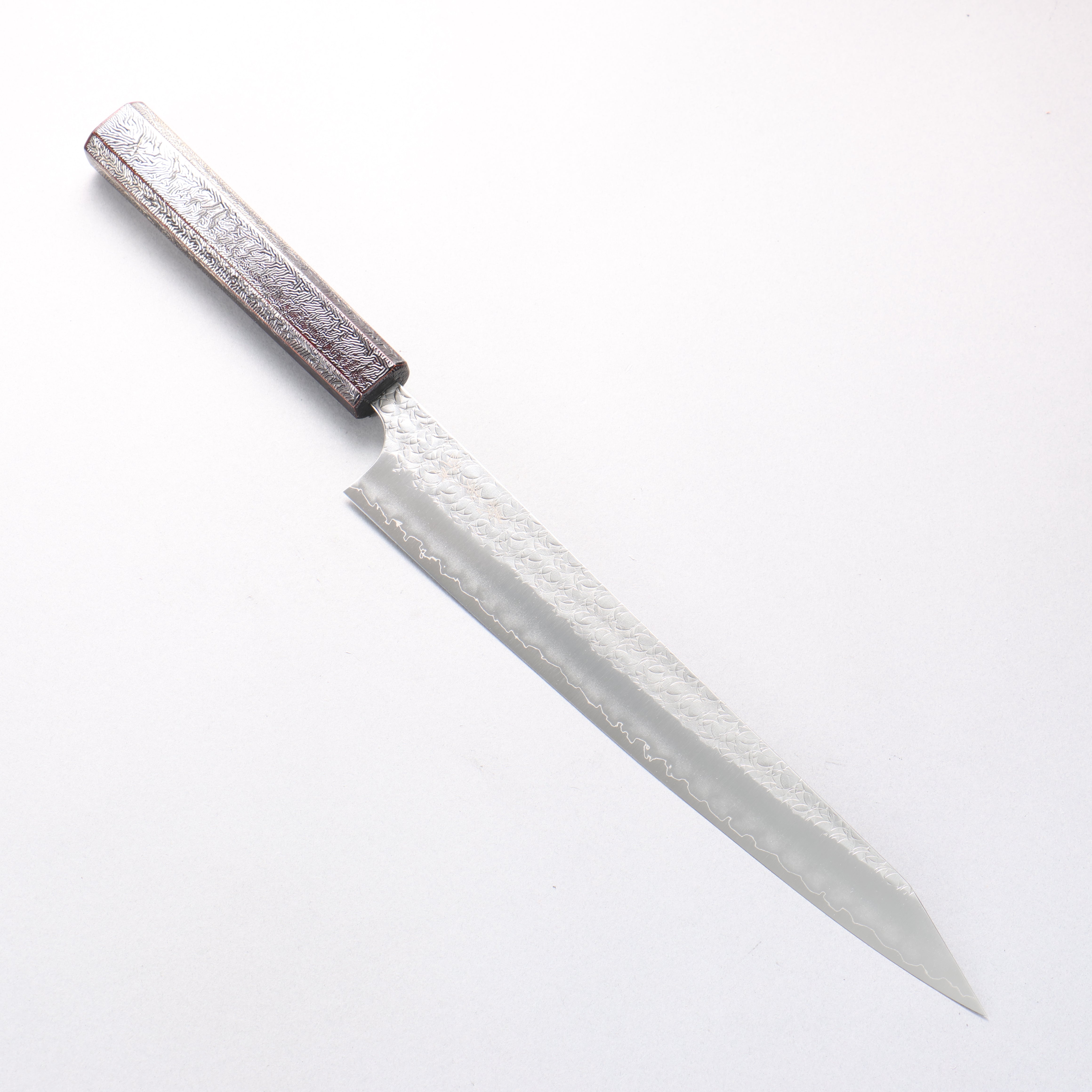 Yoshimi Kato Minamo SG2 Hammered Kiritsuke Sujihiki 270mm Oak with Black Silver Lacquer Handle - Seisuke Knife
