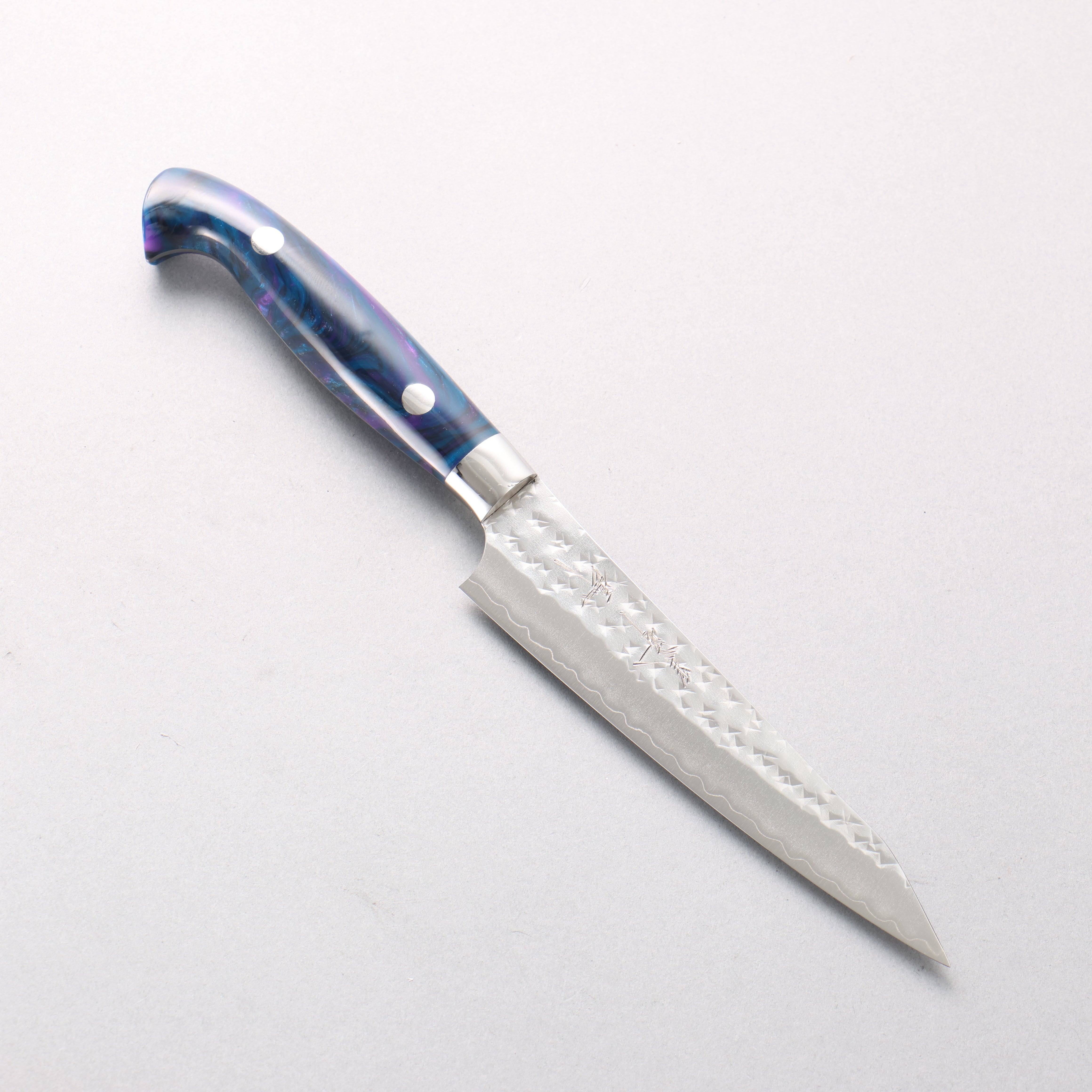 Yu Kurosaki Senko Ei SG2 Hammered Petty-Utility 130mm Blue Purple Acrylic Handle - Seisuke Knife