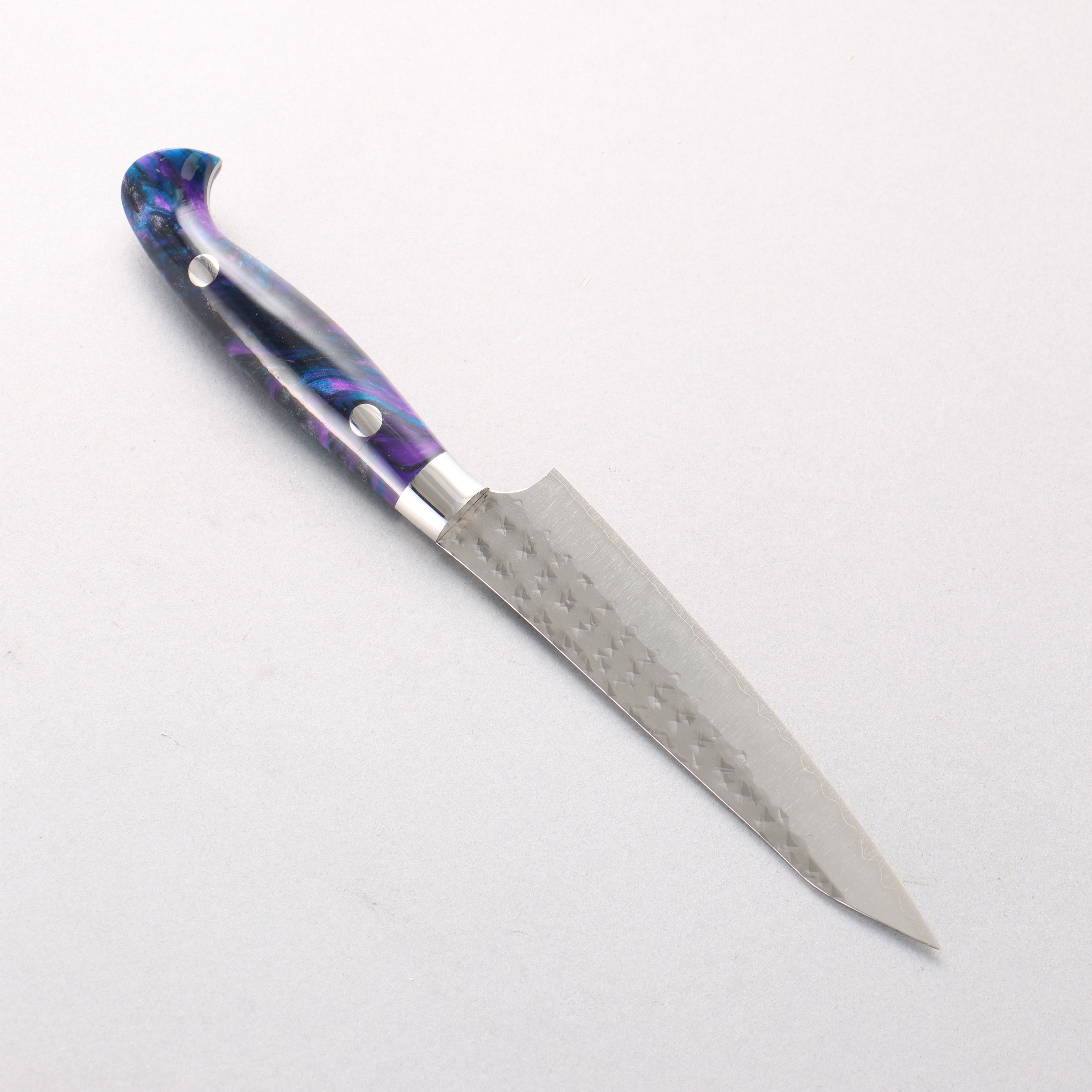 Yu Kurosaki Senko Ei SG2 Hammered Petty-Utility 130mm Blue Purple Acrylic Handle - Seisuke Knife