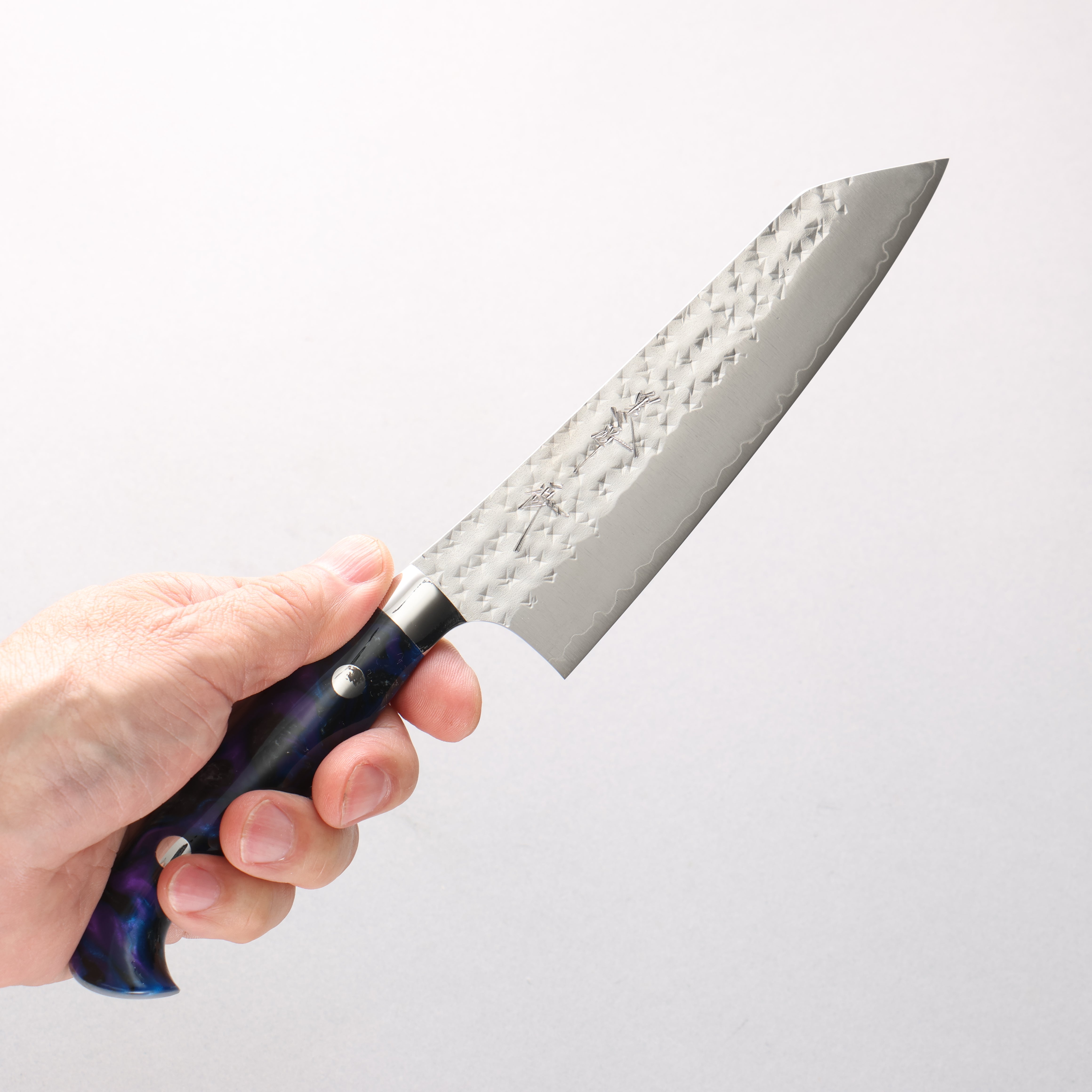Yu Kurosaki Senko Ei SG2 Hammered Small Bunka 150mm Blue Purple Acrylic Handle - Seisuke Knife
