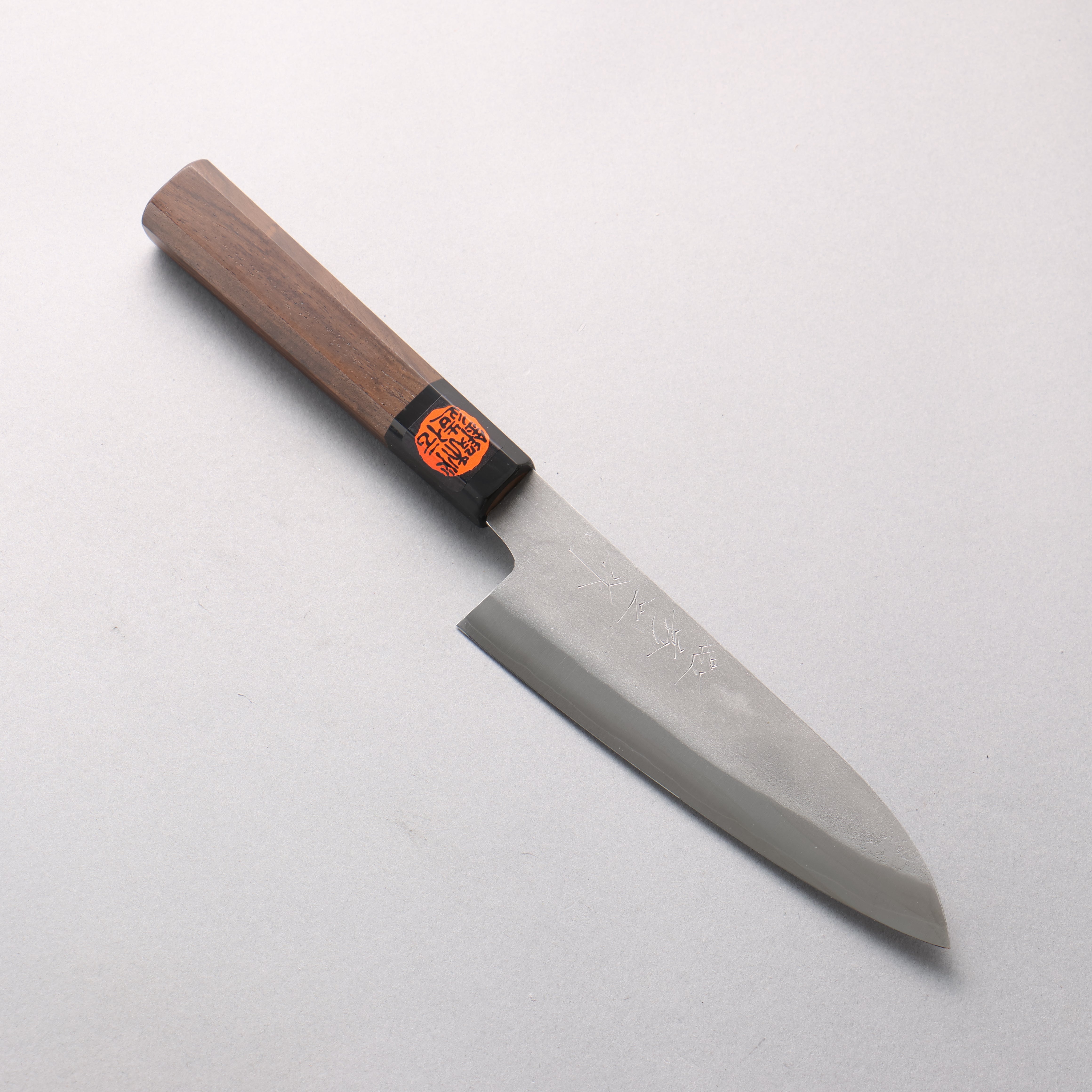 Shigeki Tanaka Silver Steel No.3 Nashiji Small Santoku 150mm Walnut Handle - Seisuke Knife