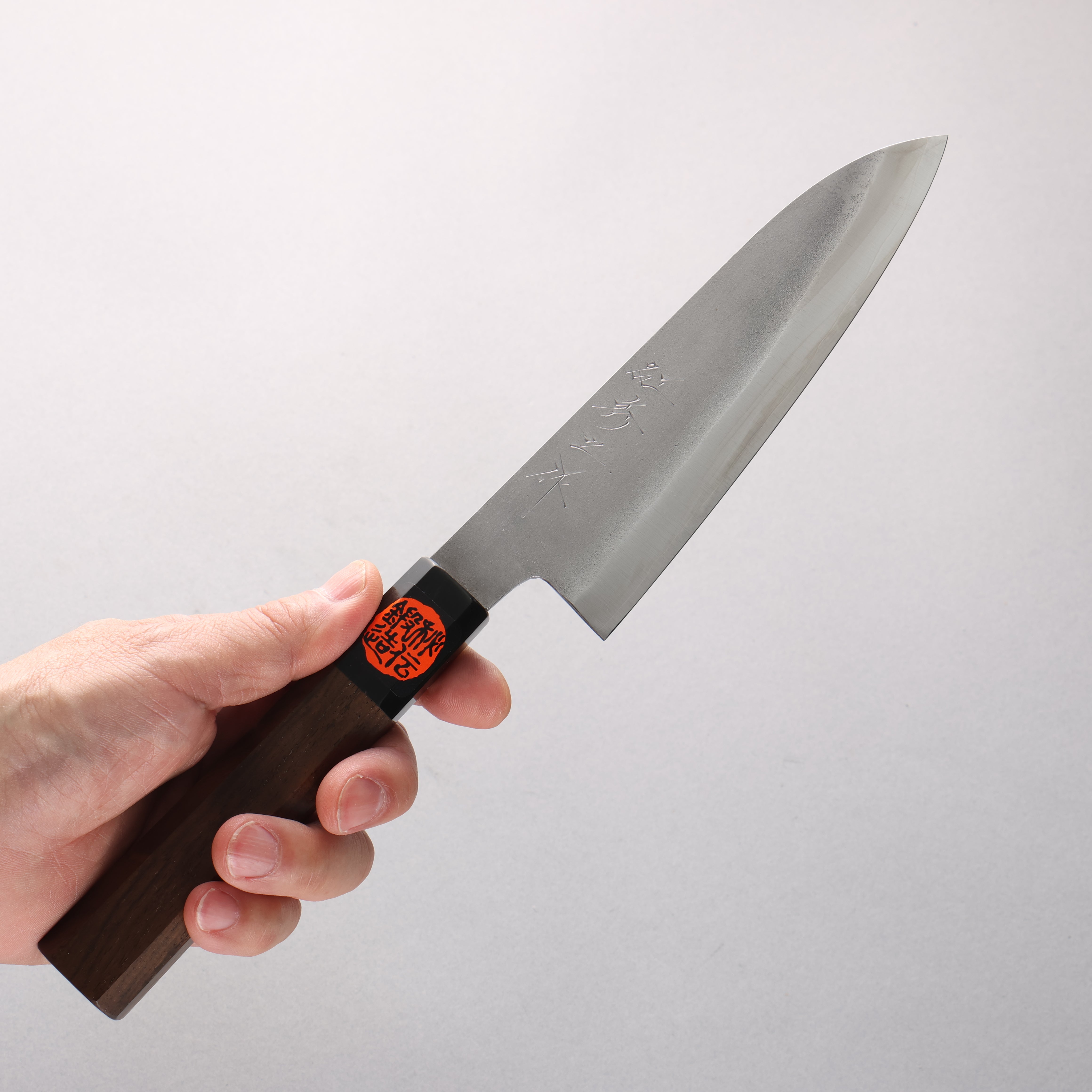 Shigeki Tanaka Silver Steel No.3 Nashiji Small Santoku 150mm Walnut Handle - Seisuke Knife