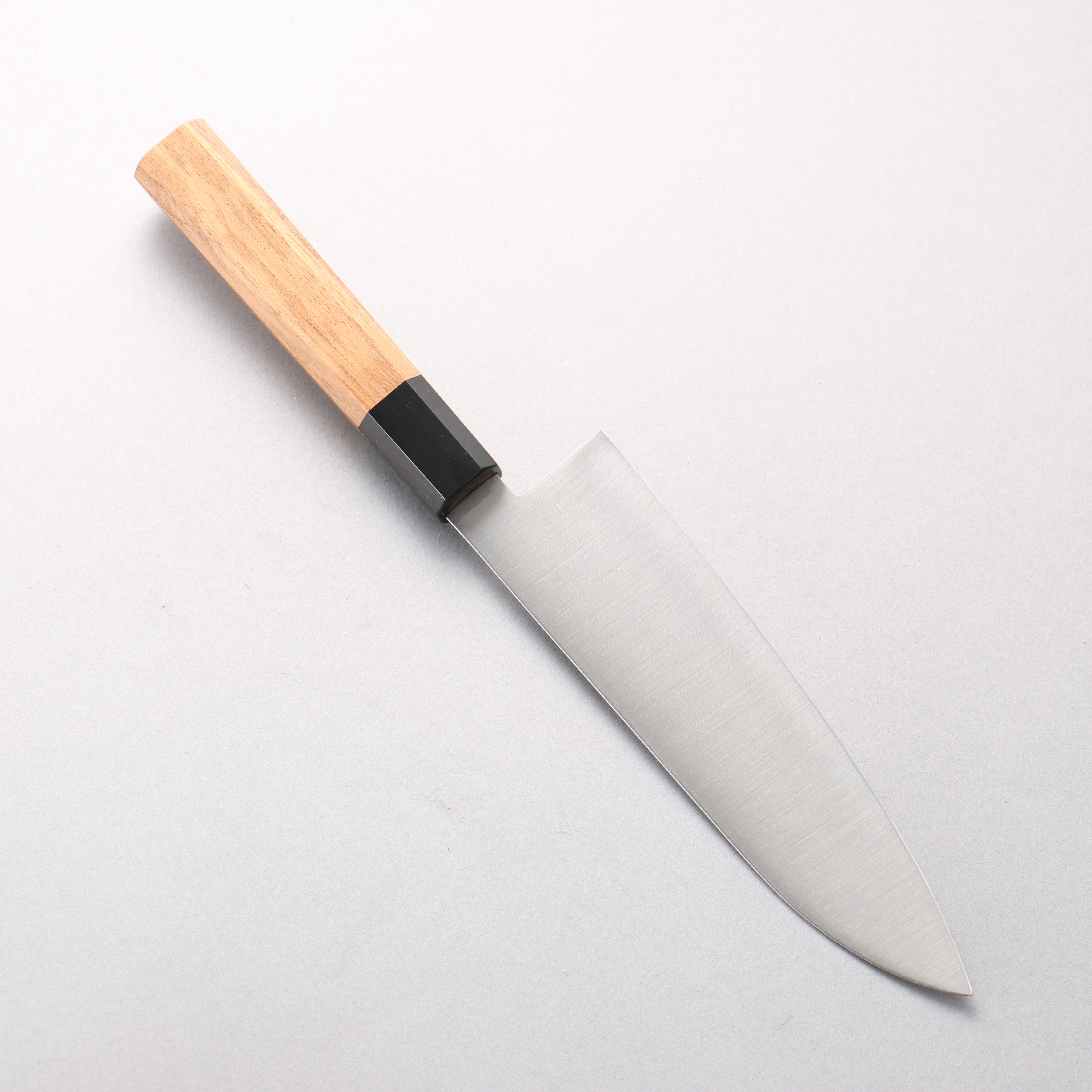 Seisuke Stainless Steel Santoku 180mm Teak (ferrule: Black Plastic) Handle - Seisuke Knife