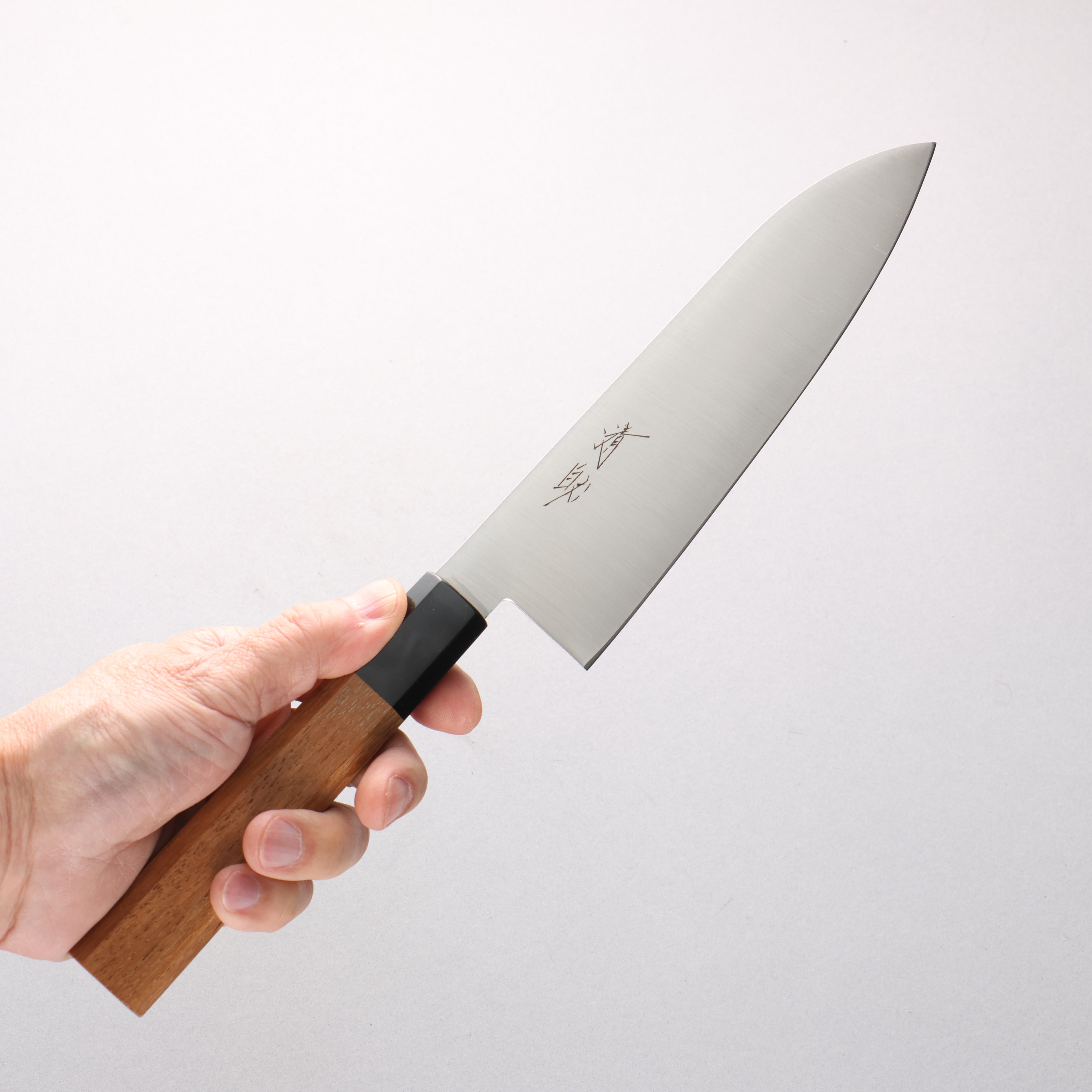 Seisuke Stainless Steel Santoku 180mm Teak (ferrule: Black Plastic) Handle - Seisuke Knife