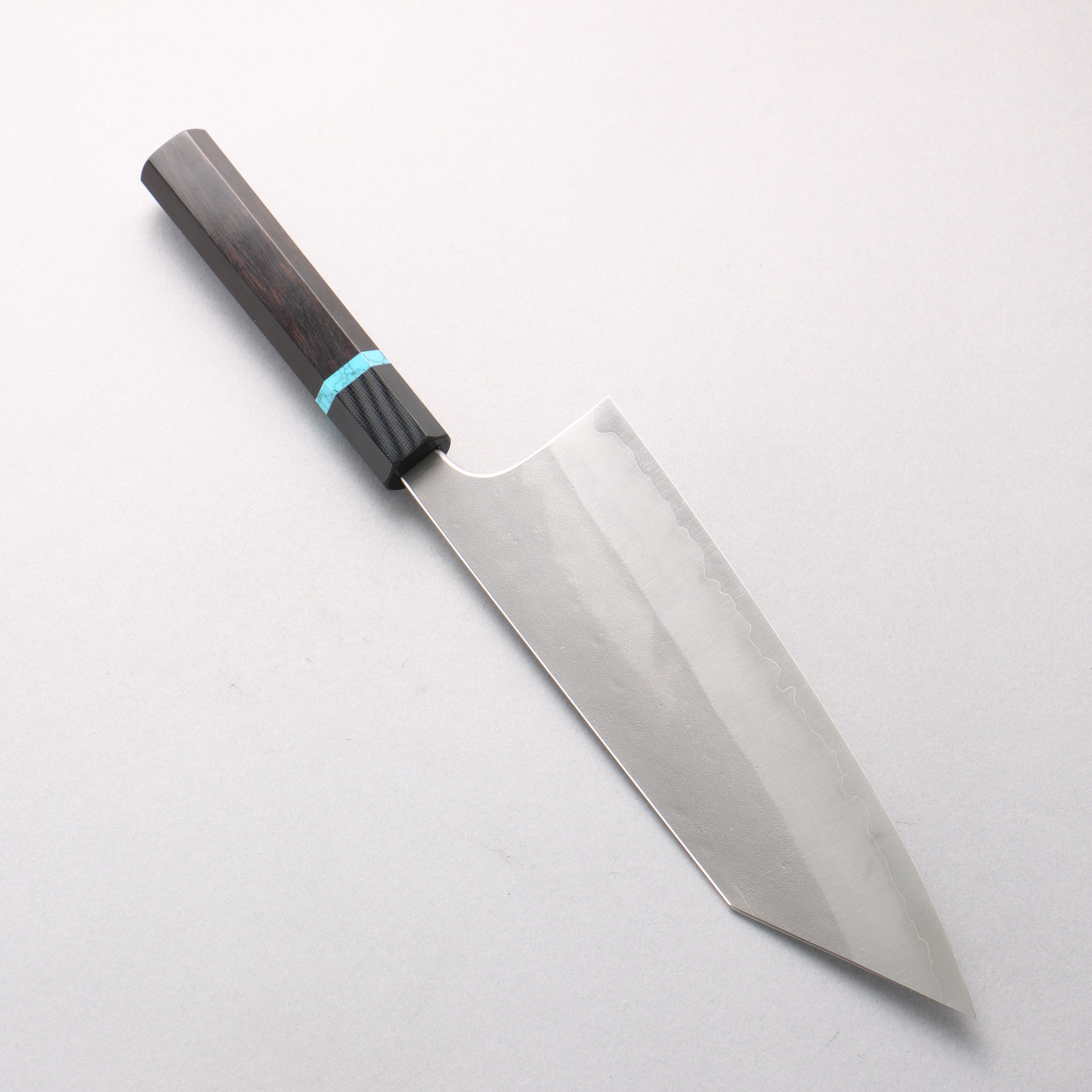 Yoshimi Kato Blue Super Nashiji Bunka (wide) 220mm African Rosewood with Blue Turquoise Ring (ferrule: G10) Handle