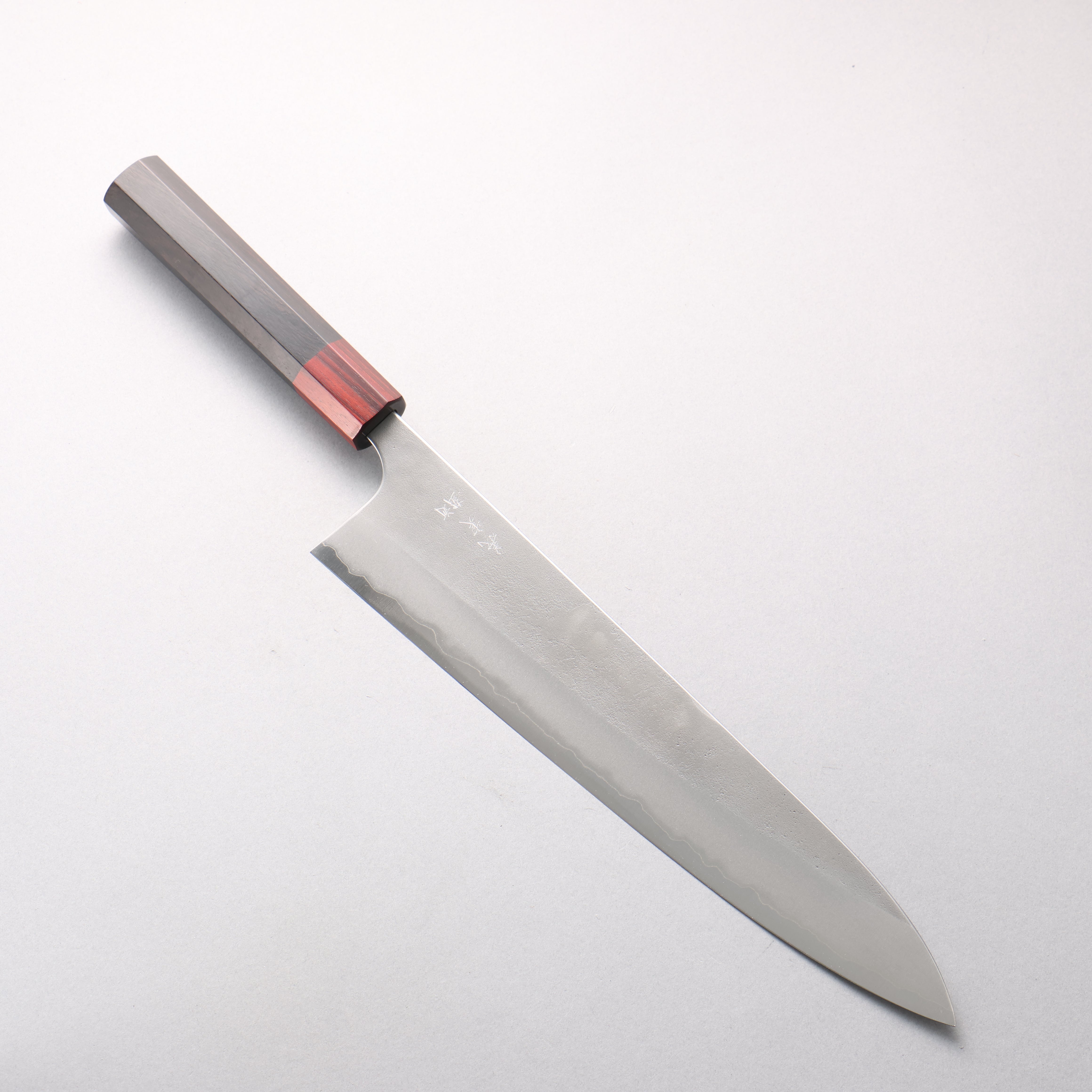 Yoshimi Kato Blue Super Nashiji Gyuto 270mm Ebony (ferrule: Sandalwood) Handle