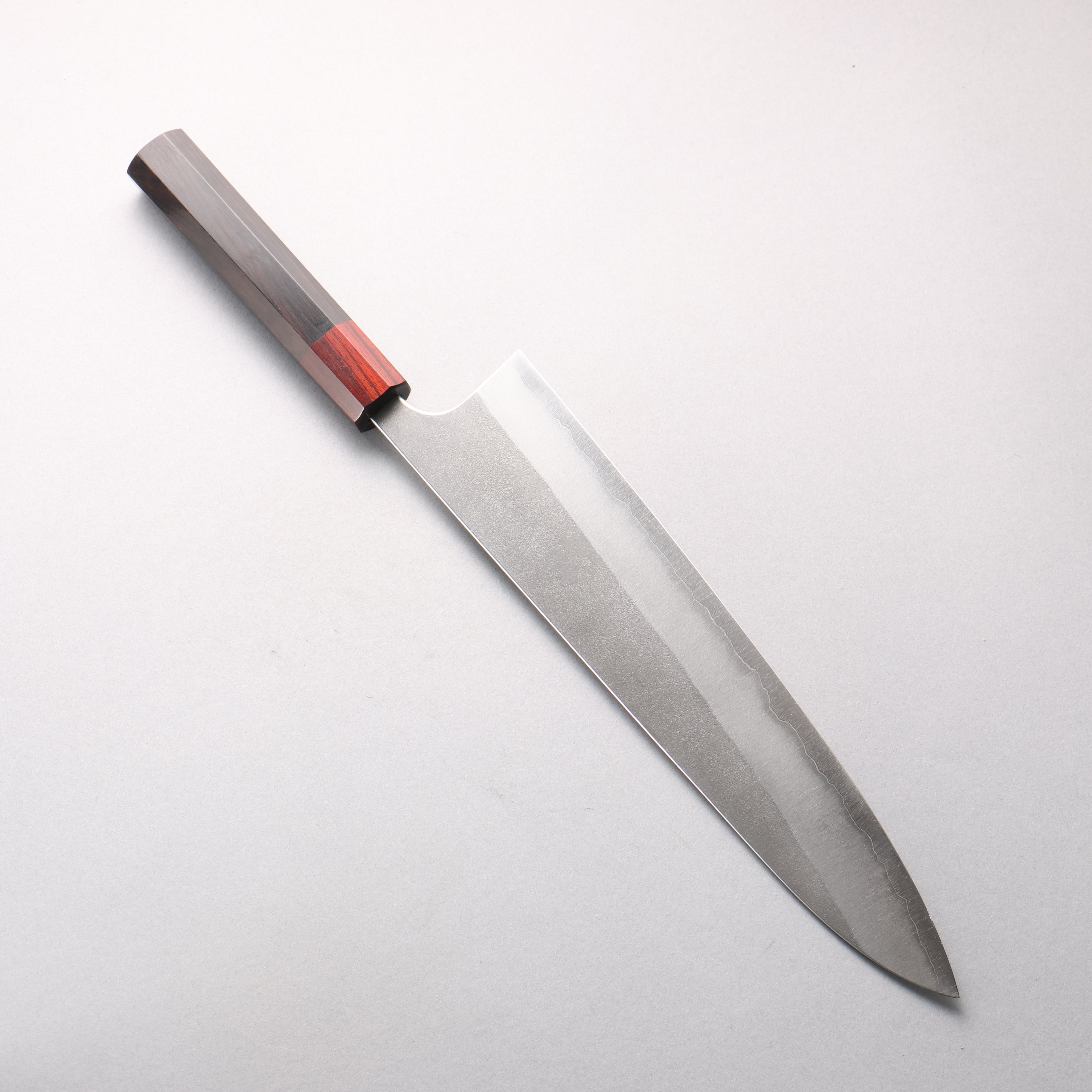 Yoshimi Kato Blue Super Nashiji Gyuto 270mm Ebony (ferrule: Sandalwood) Handle