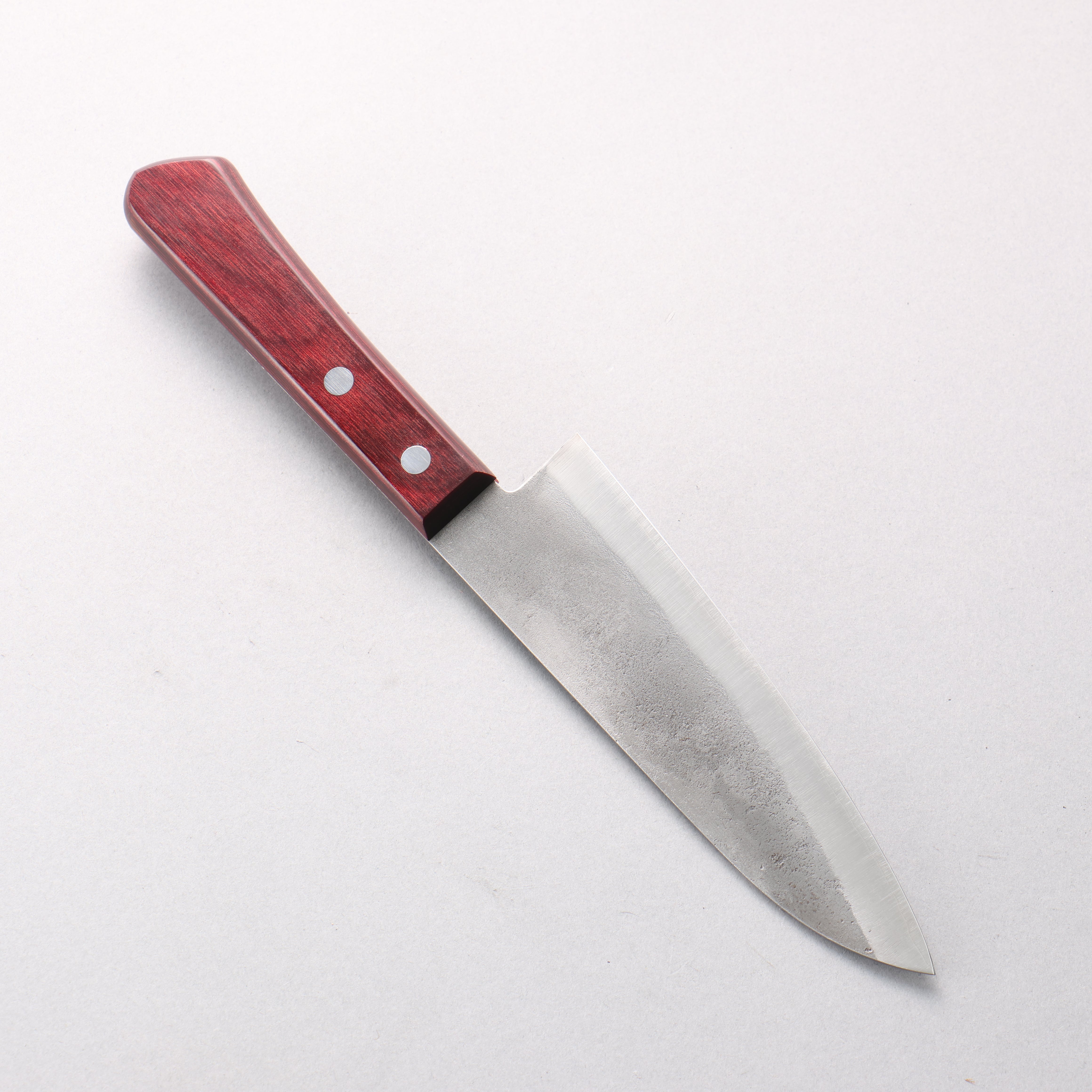 Shigeki Tanaka Silver Steel No.3 Nashiji Small Santoku 150mm Red Pakkawood Handle - Seisuke Knife