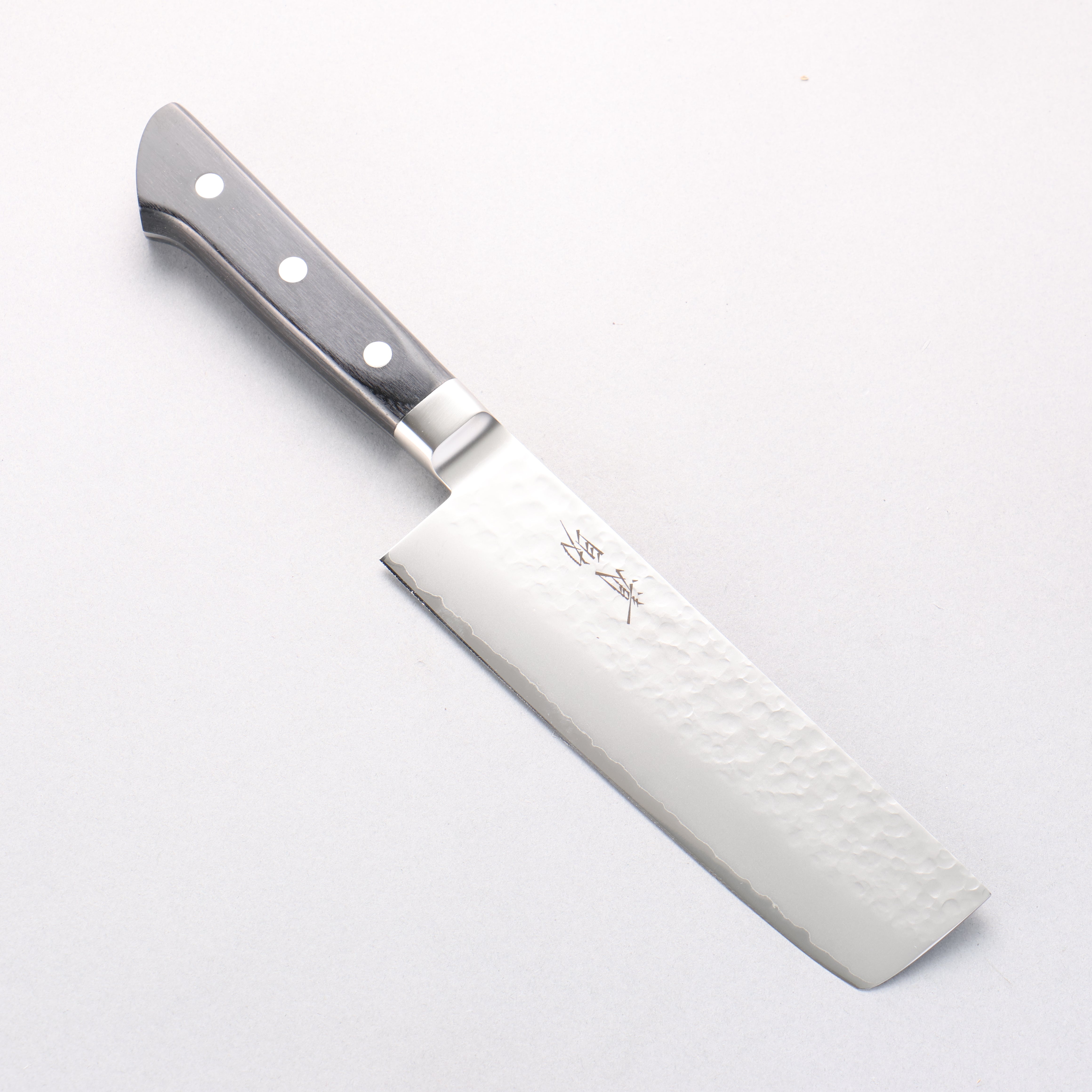 Seisuke VG5 Hammered Kasumitogi Nakiri 160mm Black Pakka wood Handle - Seisuke Knife